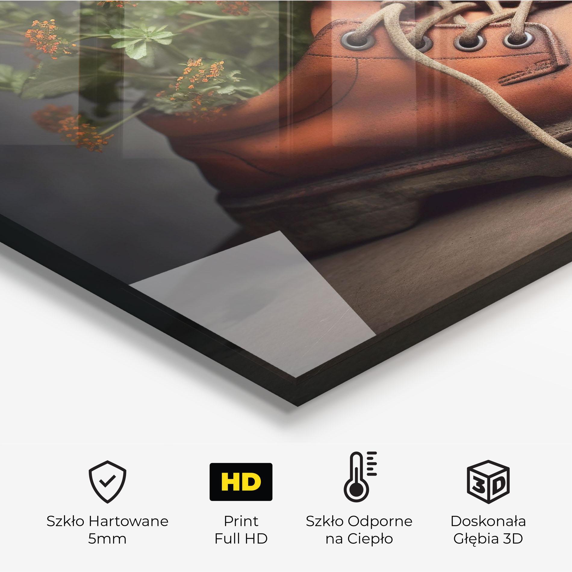 Panel Szklany do Kuchni Old Boot Spring Flowers mockup 2