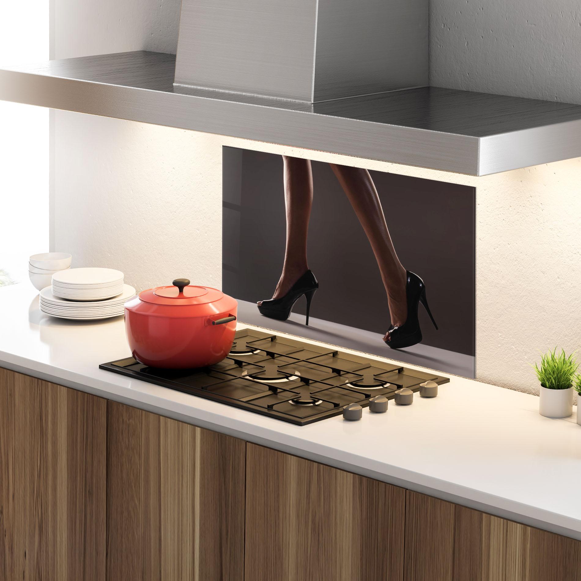 Panel Szklany do Kuchni Black High Heels mockup 4