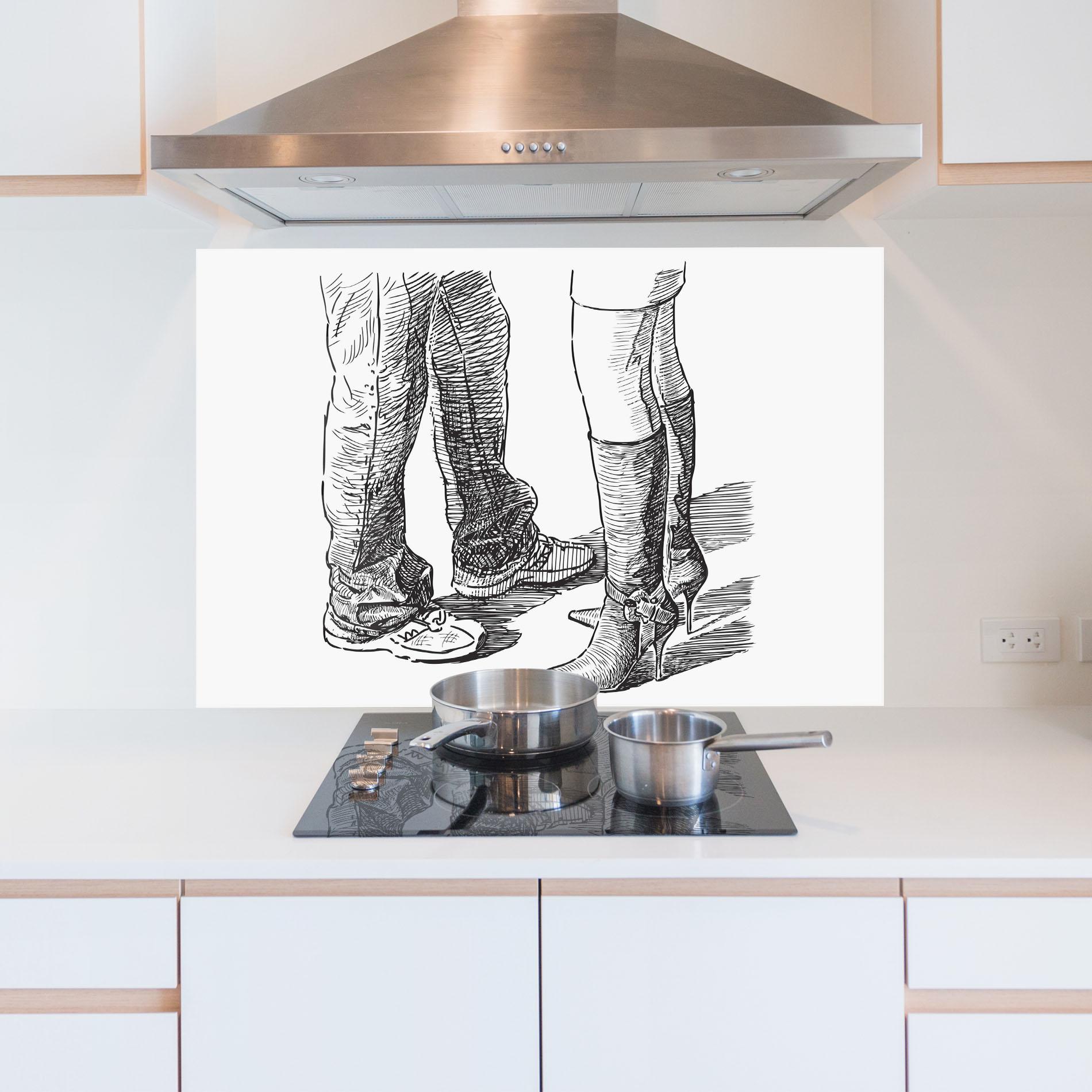 Panel Szklany do Kuchni Black Line Shoes mockup 5