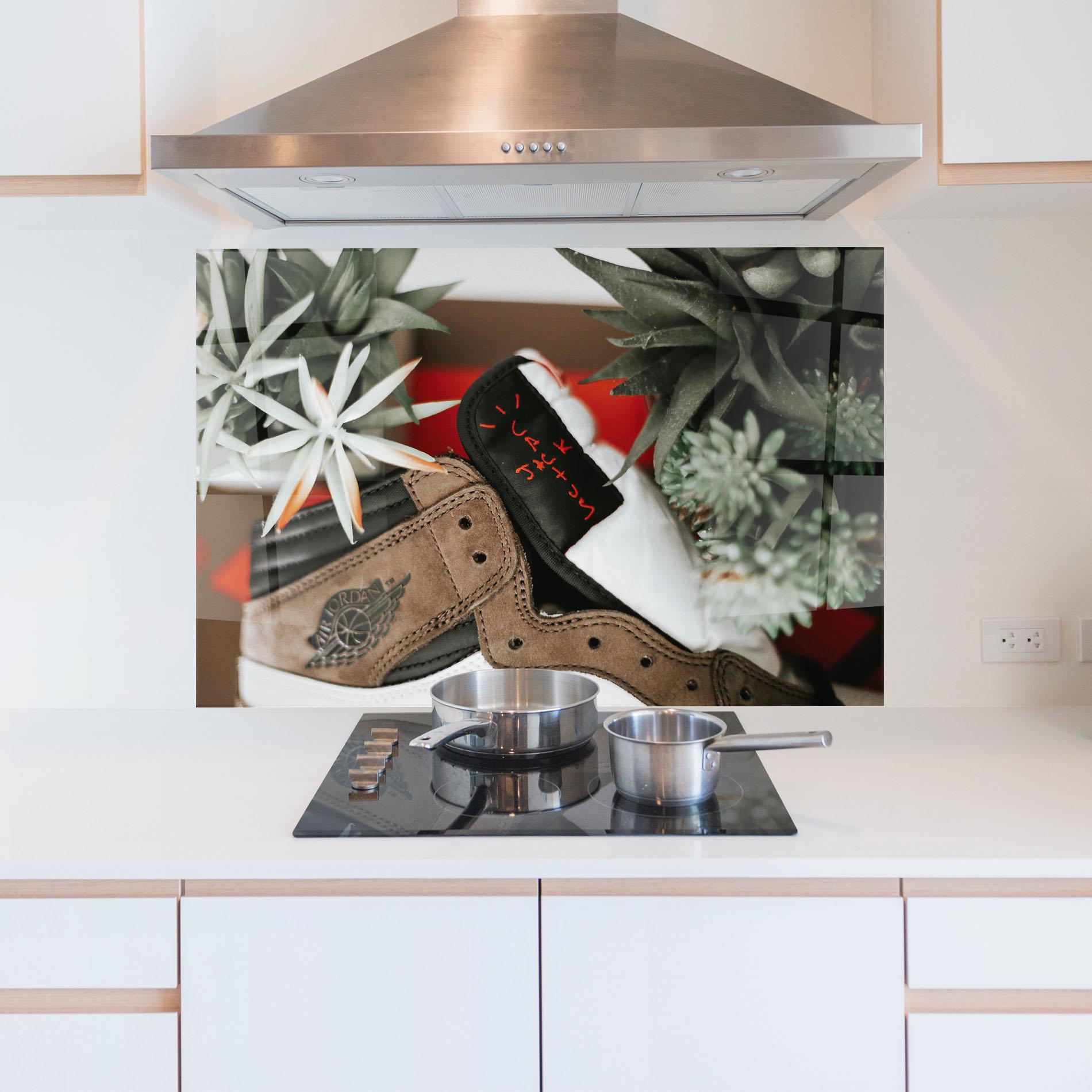Panel Szklany do Kuchni Brown Air Jordan mockup 5