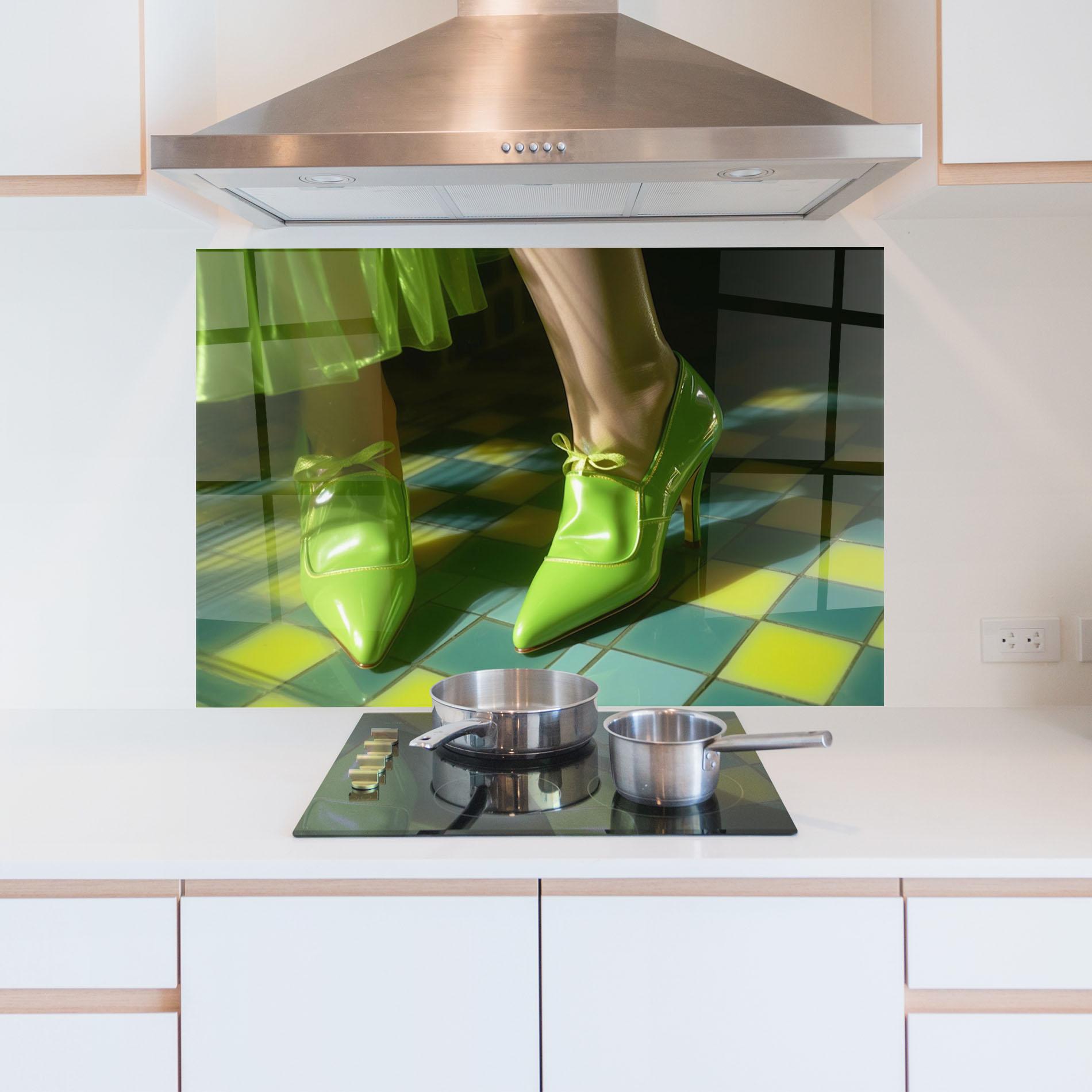 Panel Szklany do Kuchni Green Elegant Shoes mockup 5