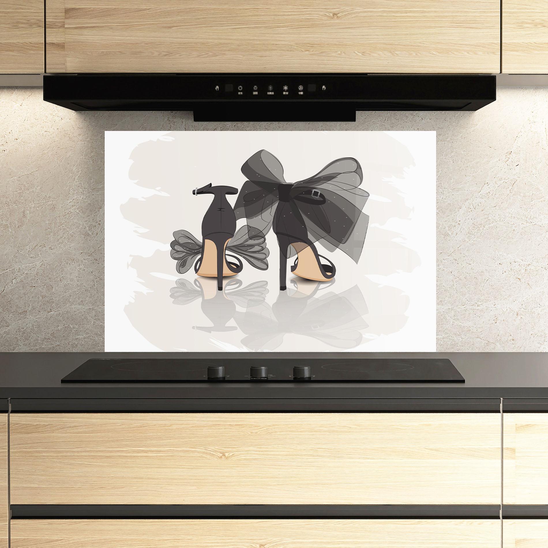 Panel Szklany do Kuchni Black Bow Heels mockup 3