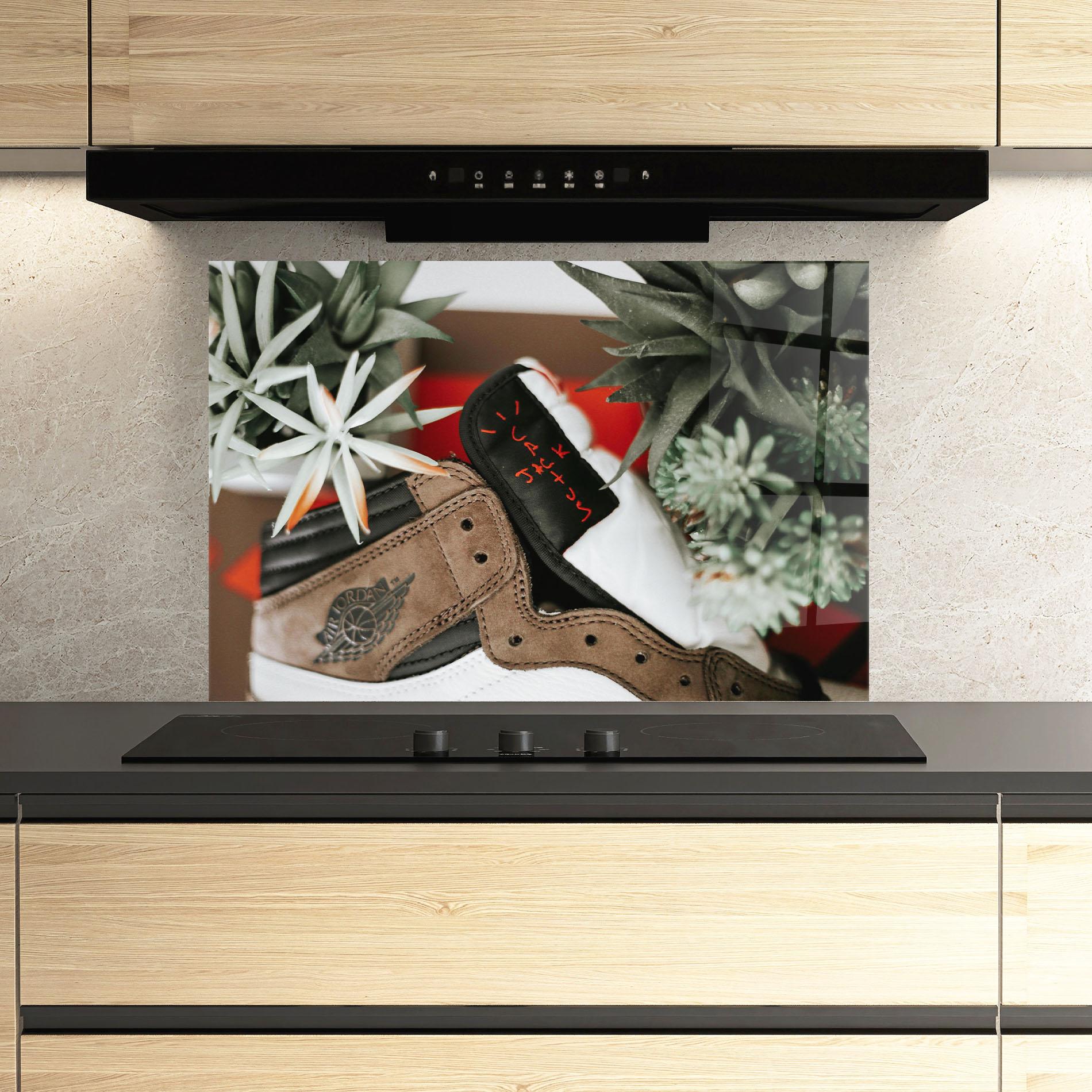 Panel Szklany do Kuchni Brown Air Jordan mockup 3