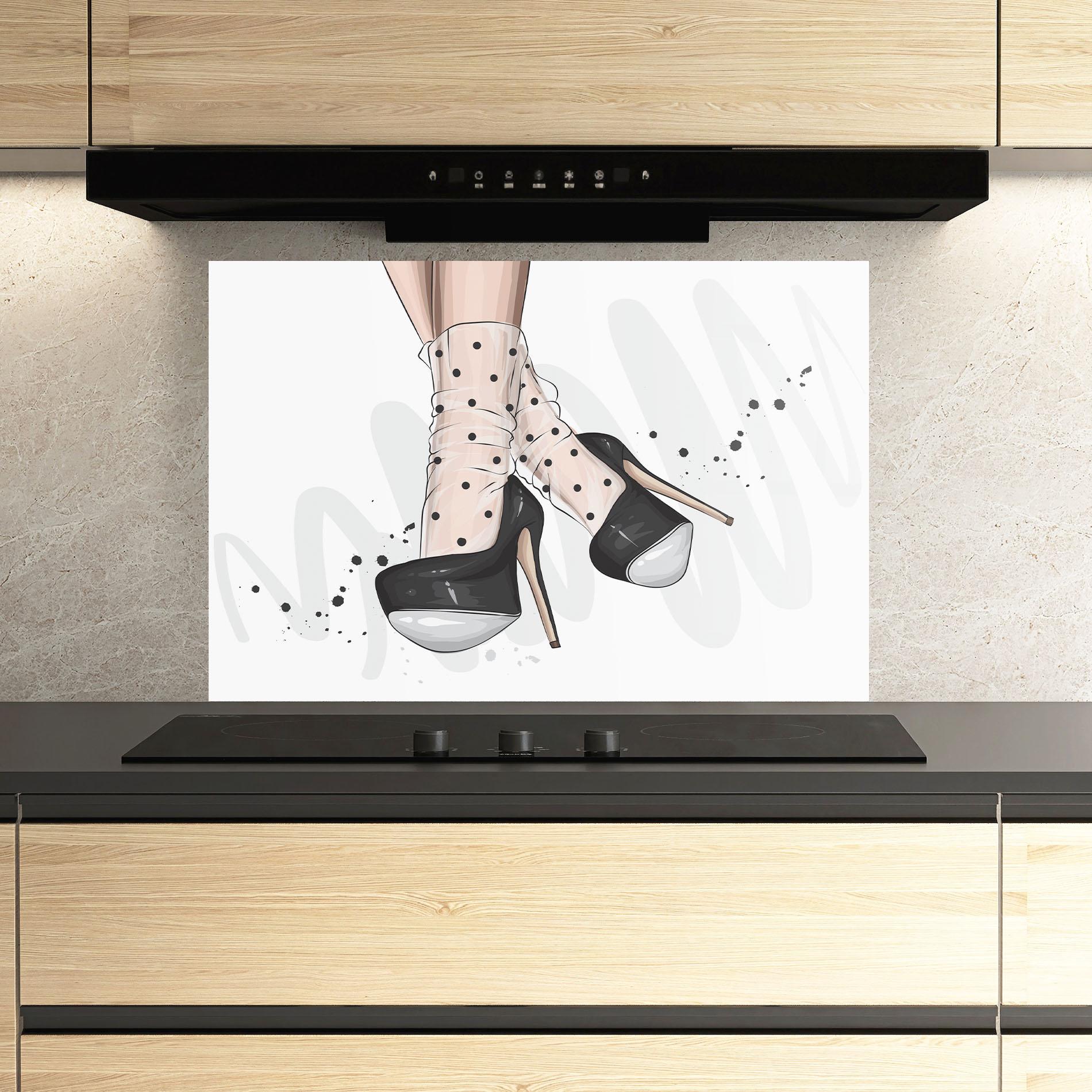 Panel Szklany do Kuchni Cute Black Heels Art mockup 3