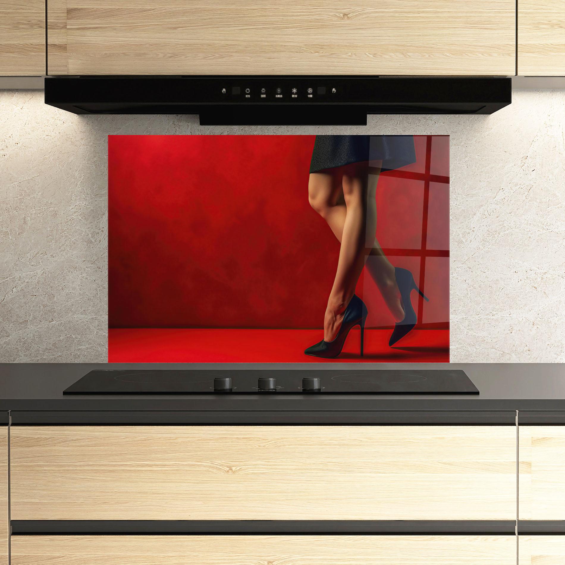 Panel Szklany do Kuchni Female Legs Heels mockup 3