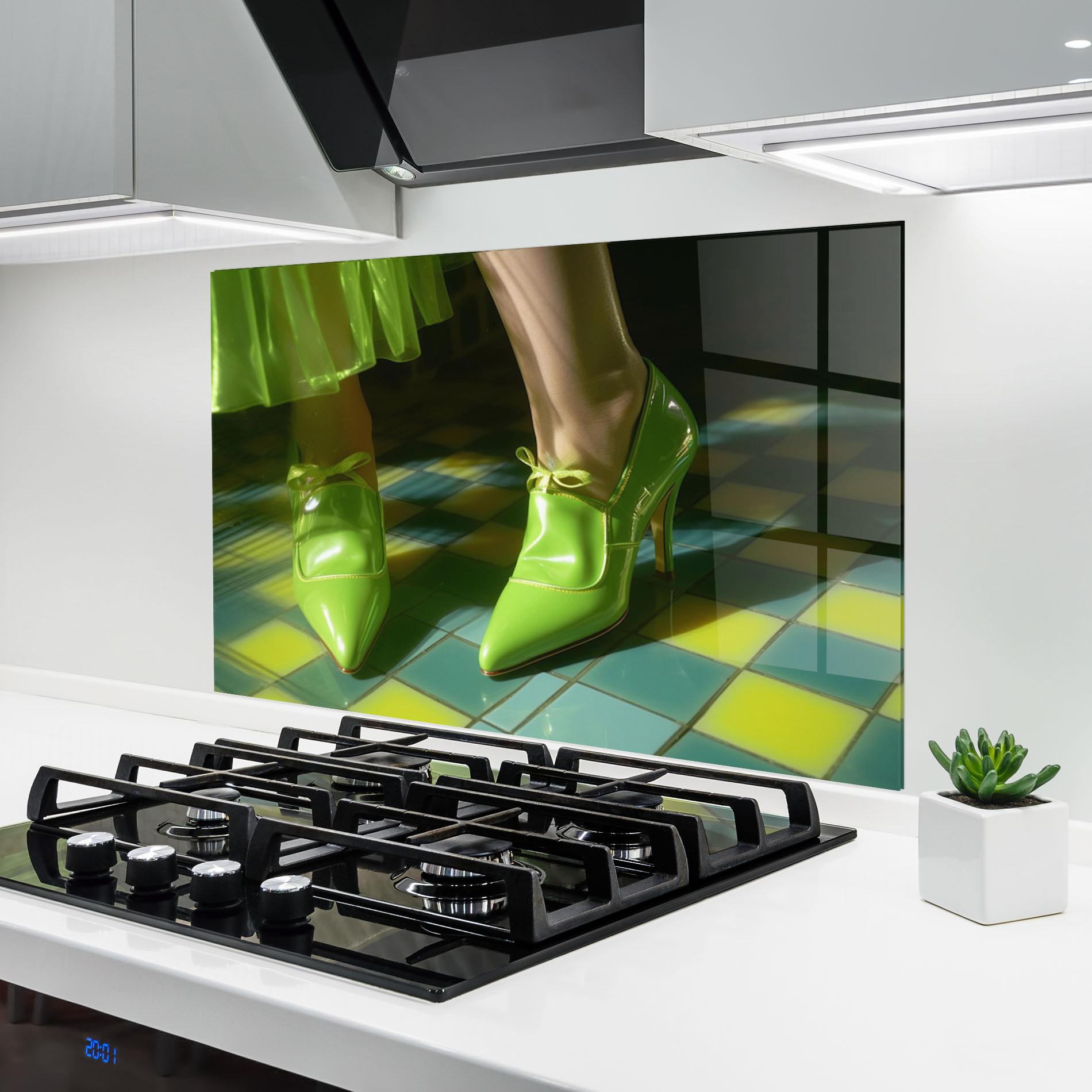 Panel Szklany do Kuchni Green Elegant Shoes mockup 6