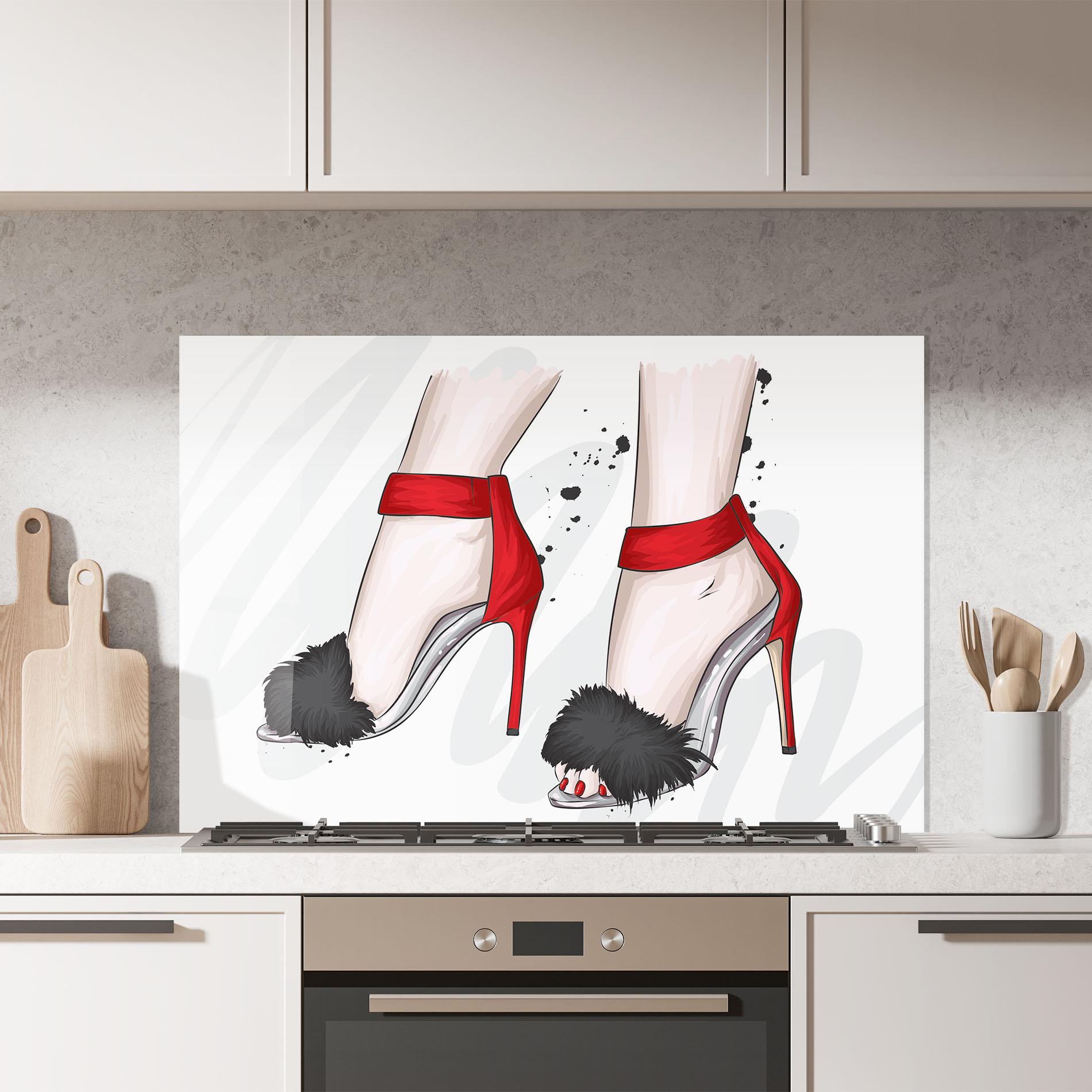 Panel Szklany do Kuchni Black Red Heels mockup 7