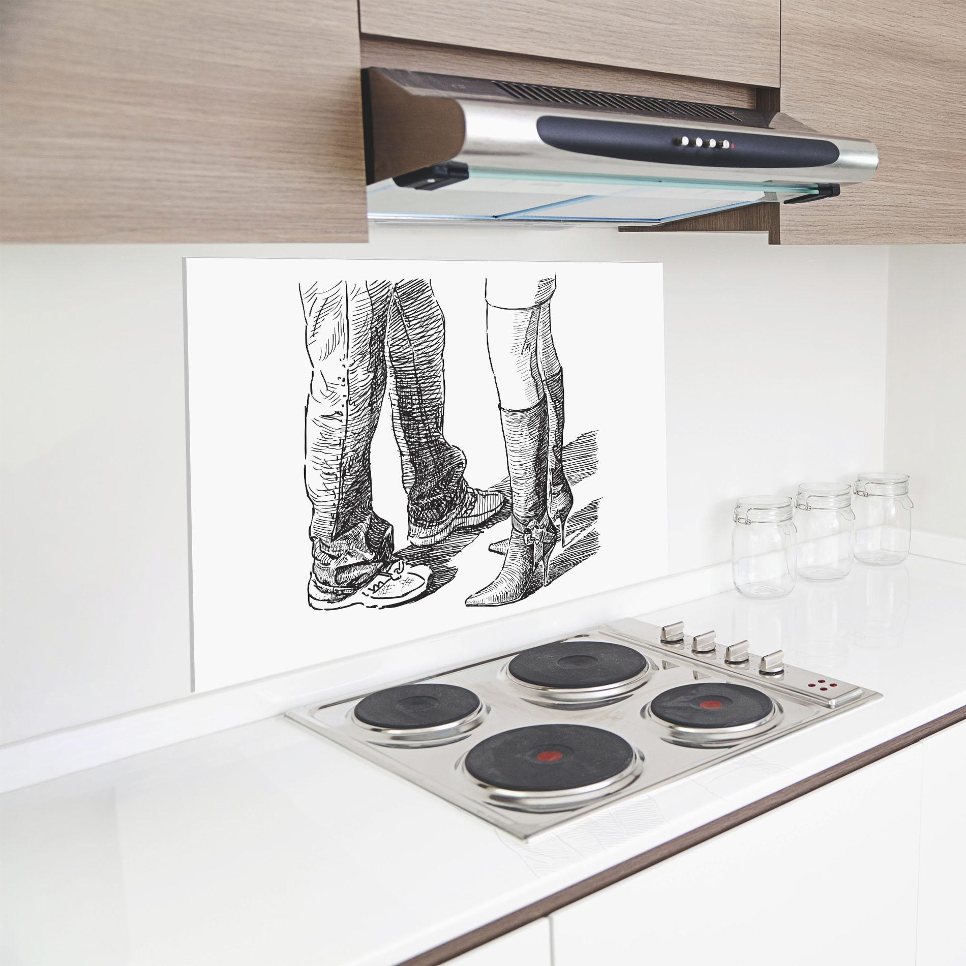 Panel Szklany do Kuchni Black Line Shoes mockup 8