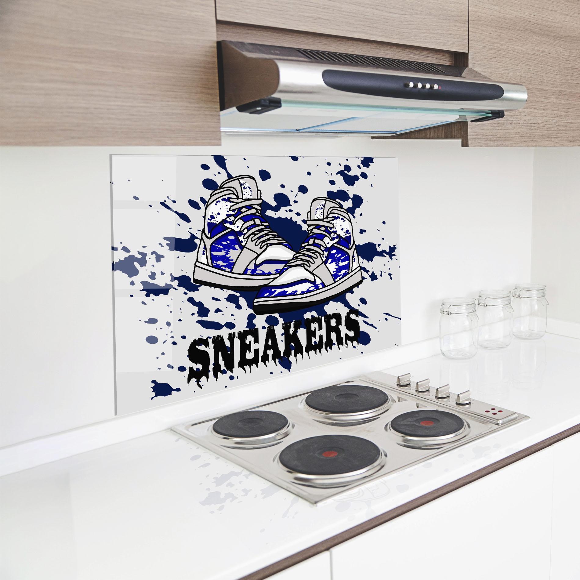 Panel Szklany do Kuchni Dark Blue Sneakers mockup 8
