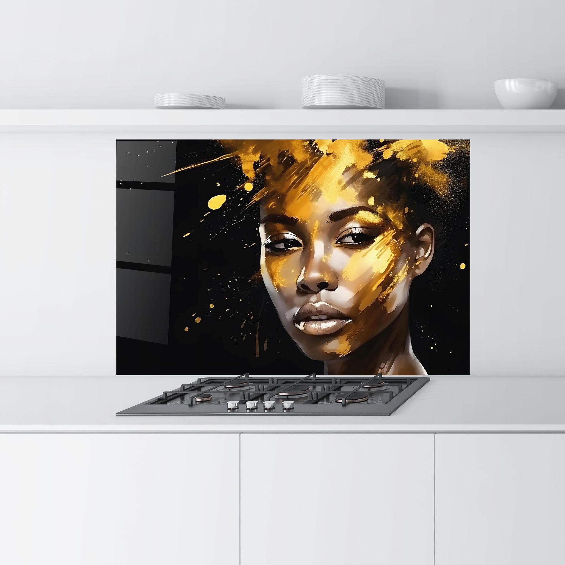 Panel Szklany do Kuchni African Gold Woman mockup 9