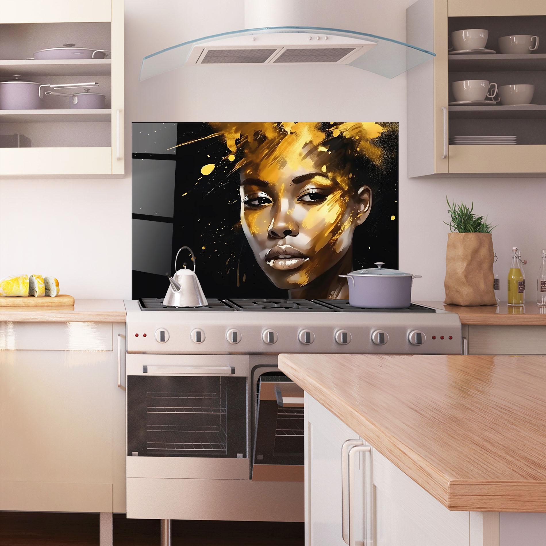 Panel Szklany do Kuchni African Gold Woman mockup 1