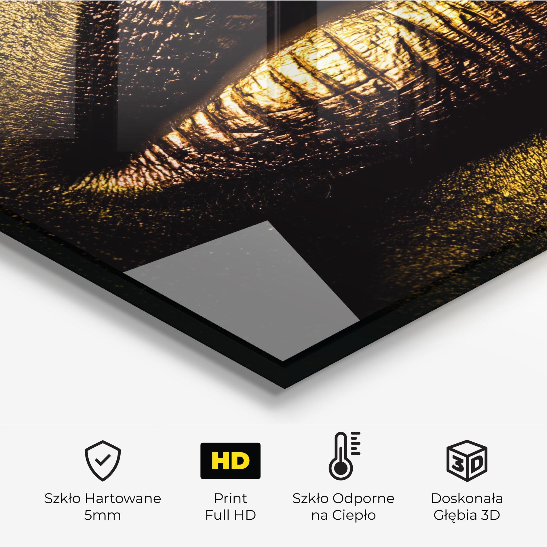 Panel Szklany do Kuchni Gold Metal Lips mockup 2