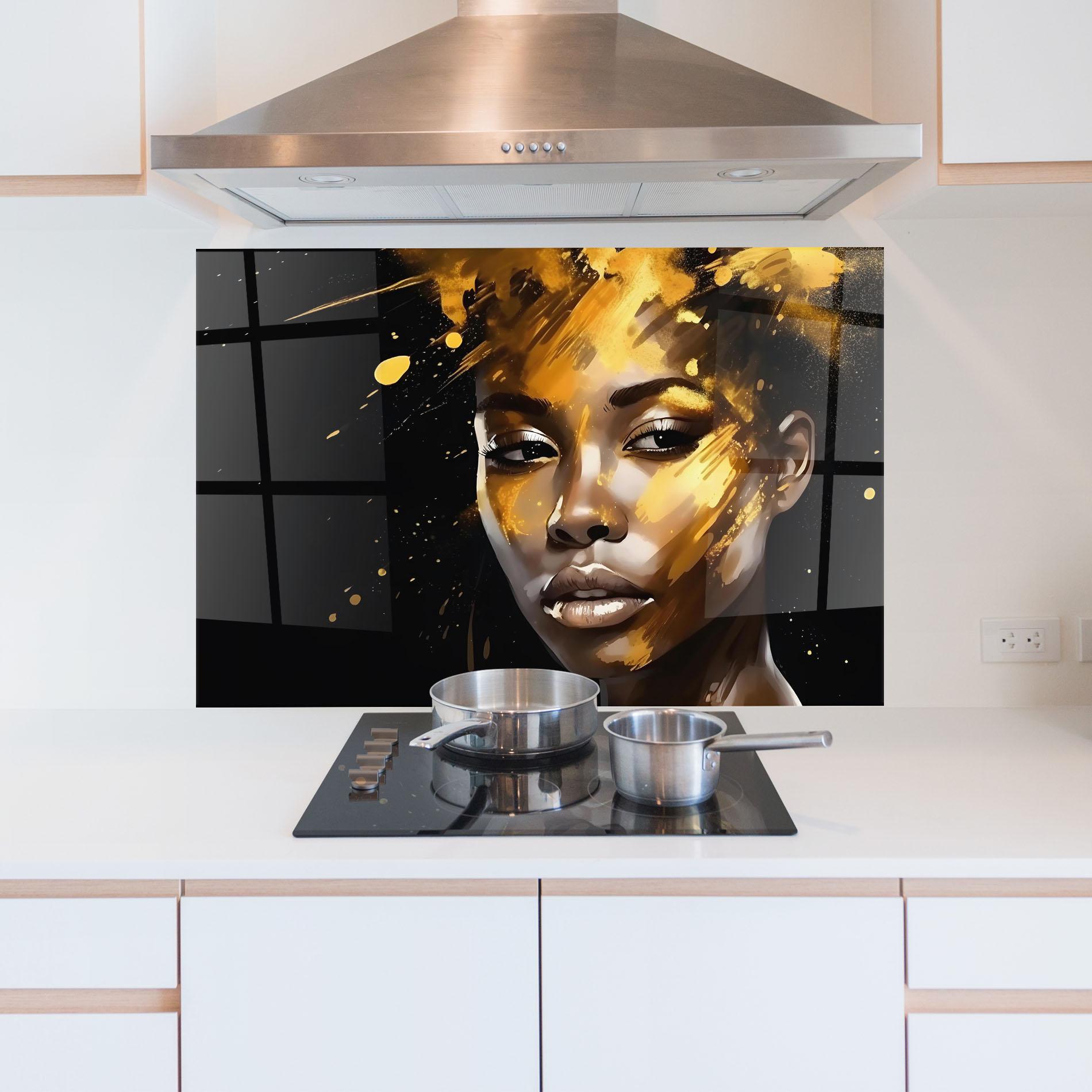 Panel Szklany do Kuchni African Gold Woman mockup 5