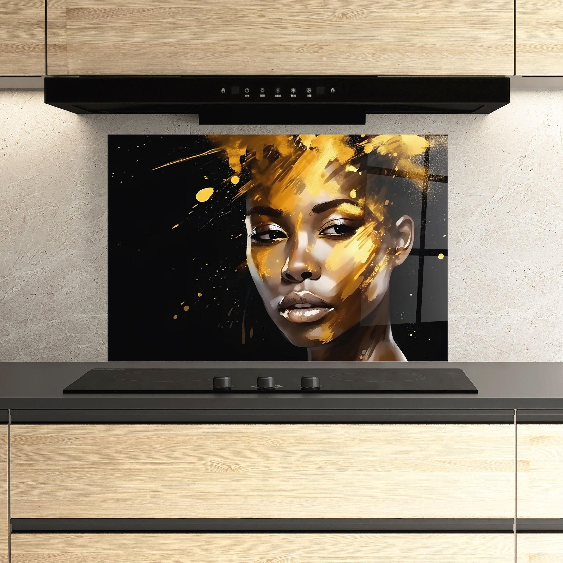 Panel Szklany do Kuchni African Gold Woman mockup 3