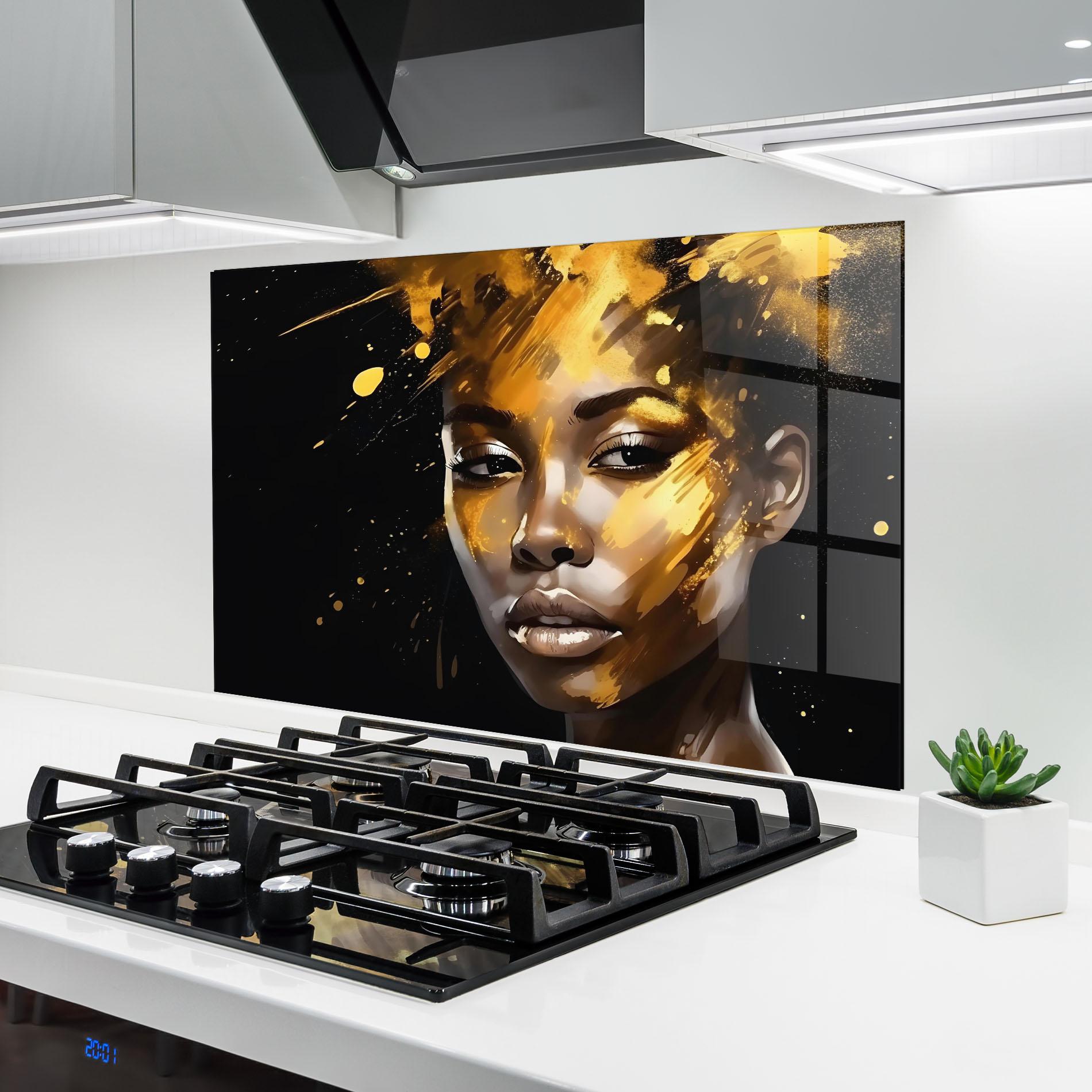 Panel Szklany do Kuchni African Gold Woman mockup 6