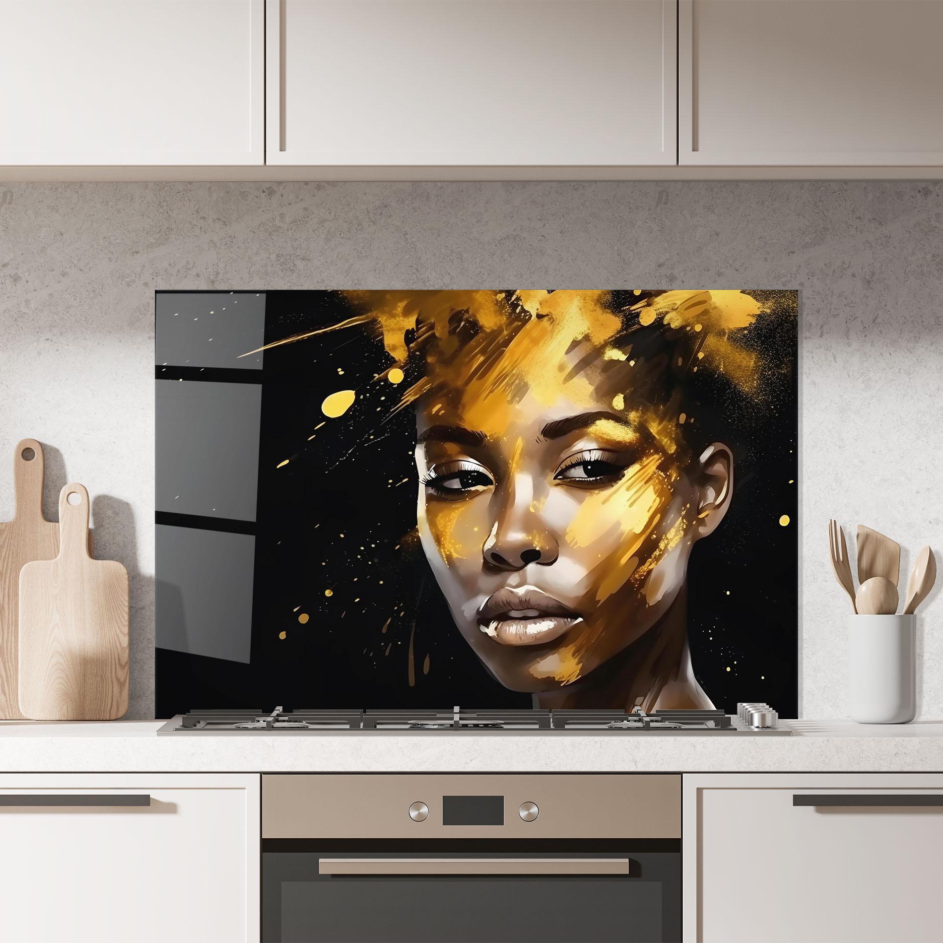 Panel Szklany do Kuchni African Gold Woman mockup 7