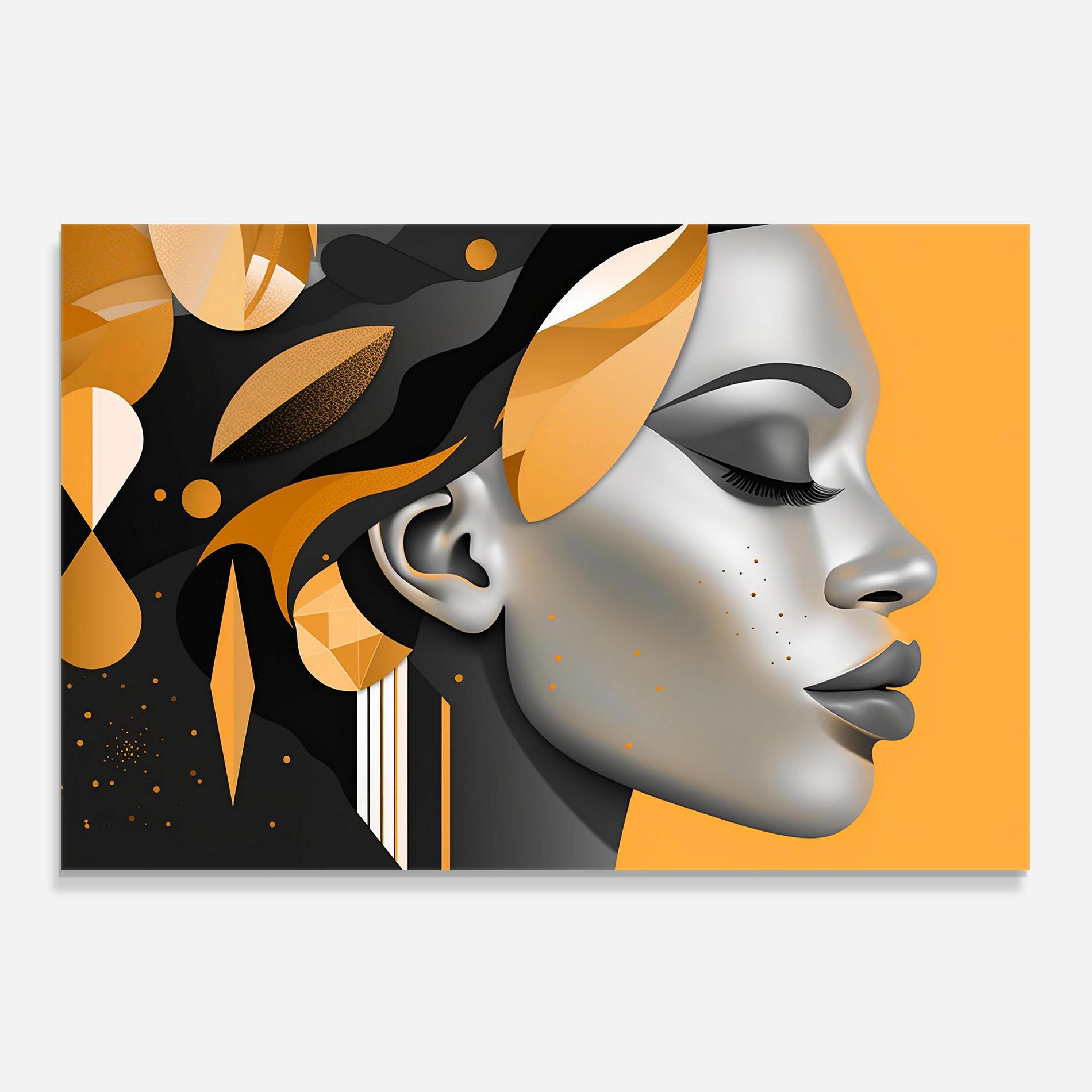 Panel Szklany do Kuchni Dreamy Grey Woman mockup 0