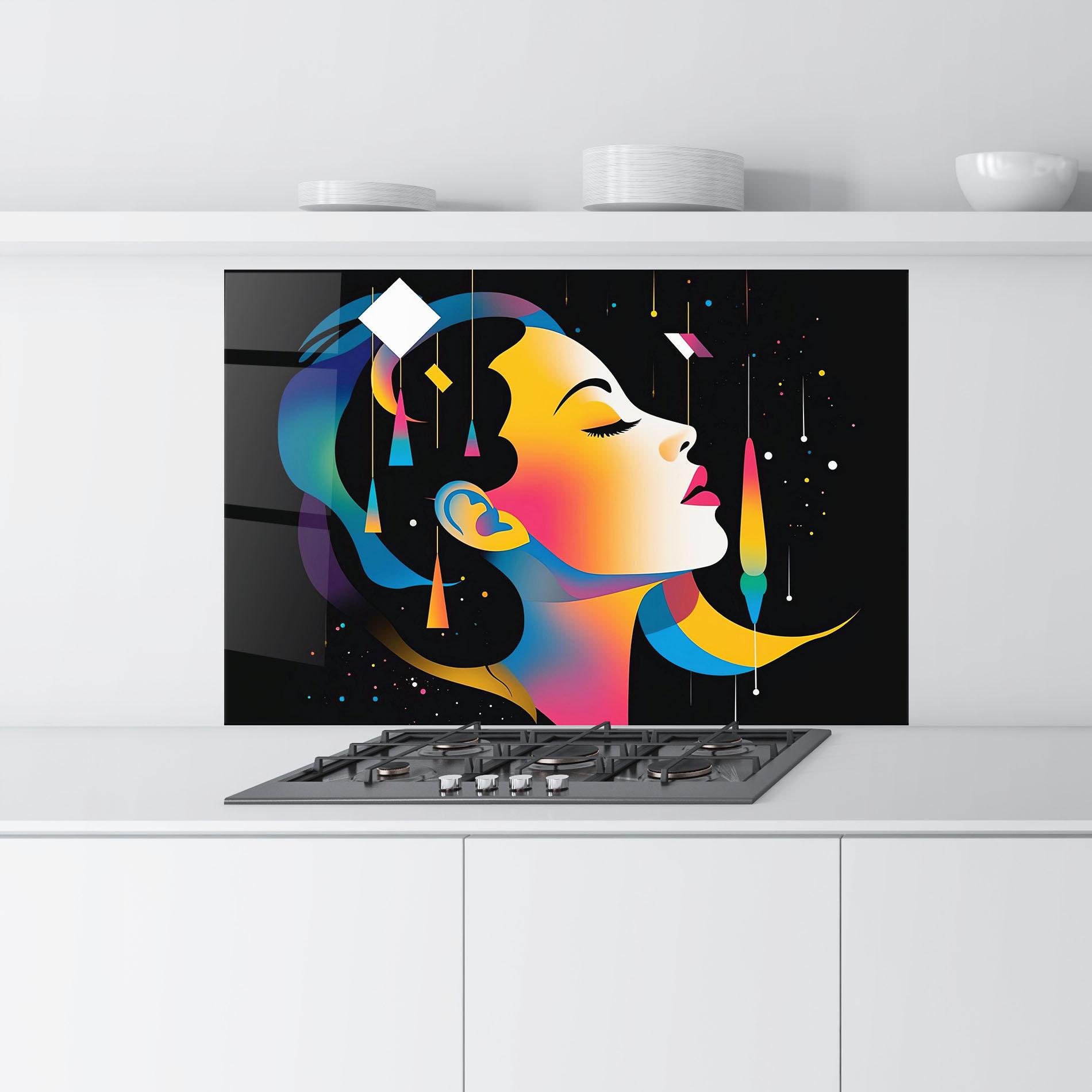 Panel Szklany do Kuchni Dreamy Night Female mockup 9