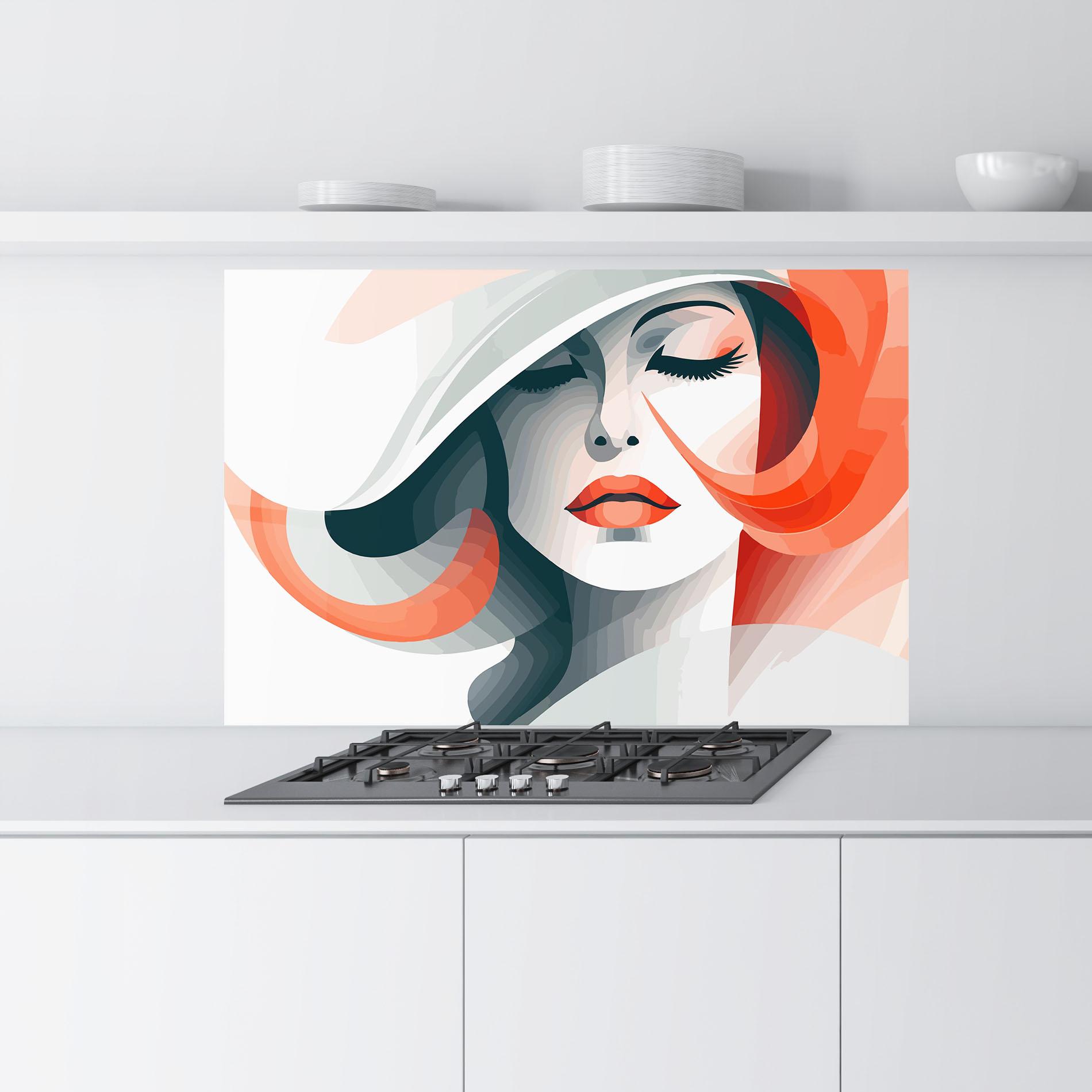 Panel Szklany do Kuchni Red Abstract Hair mockup 9