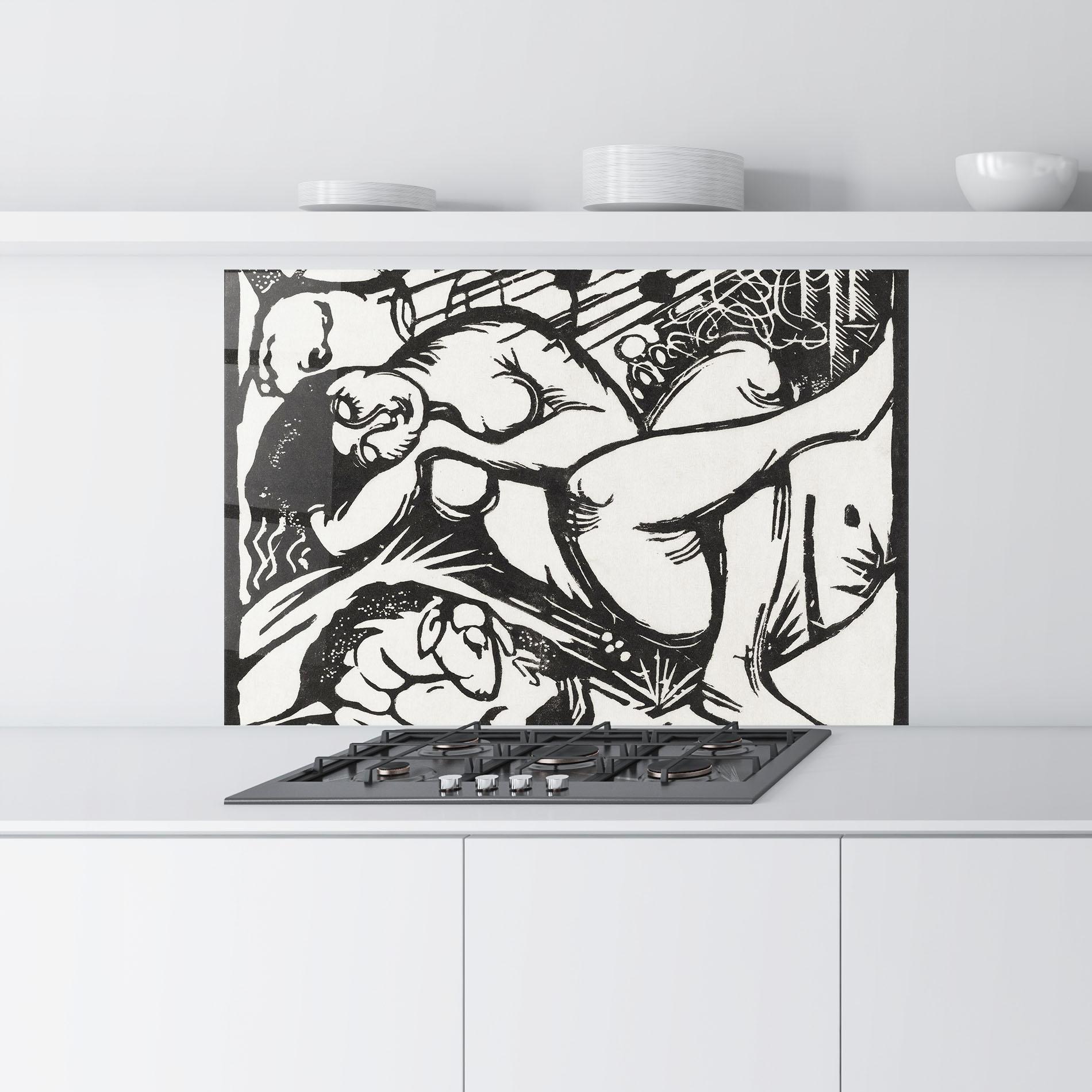 Panel Szklany do Kuchni Woman Drawing mockup 9