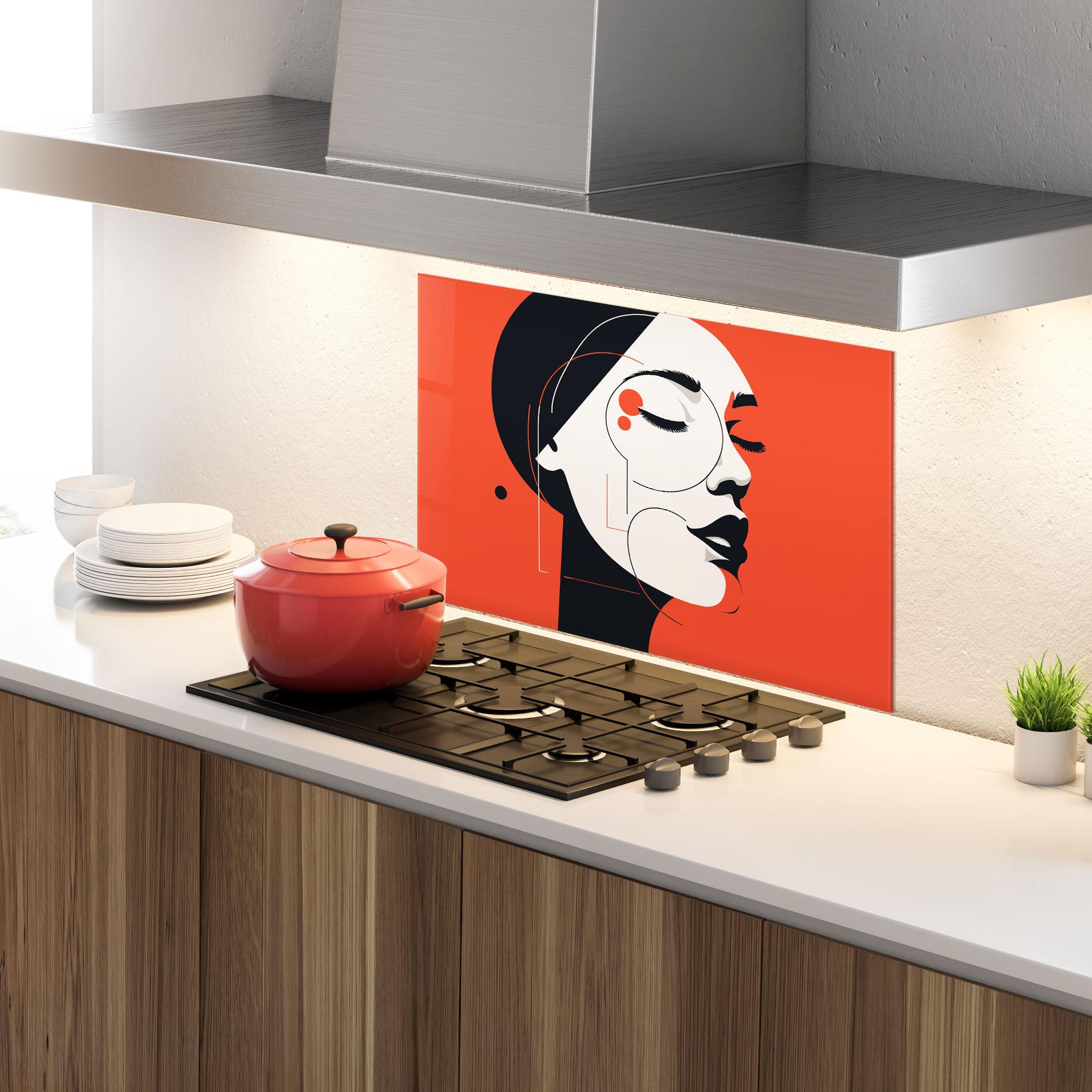 Panel Szklany do Kuchni Abstract White Face mockup 4