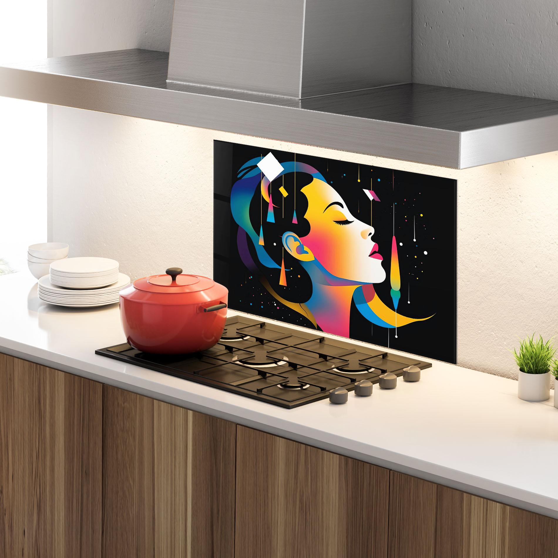 Panel Szklany do Kuchni Dreamy Night Female mockup 4