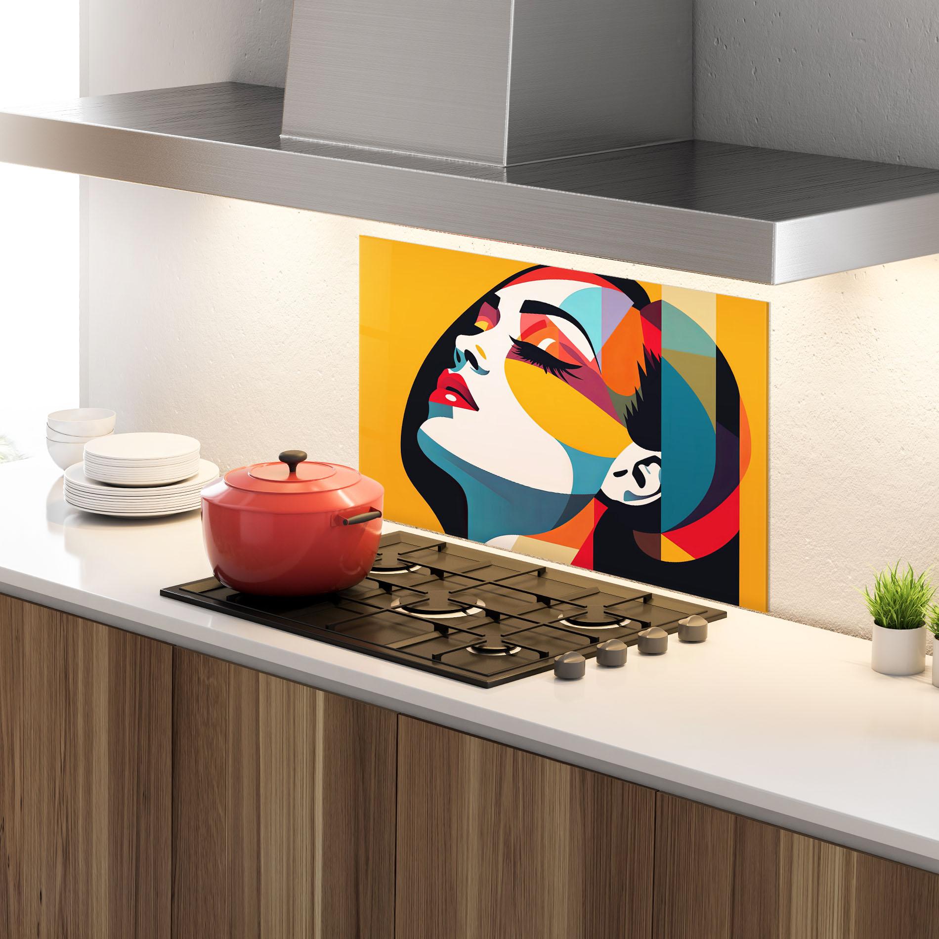 Panel Szklany do Kuchni Dreamy Yellow Female mockup 4