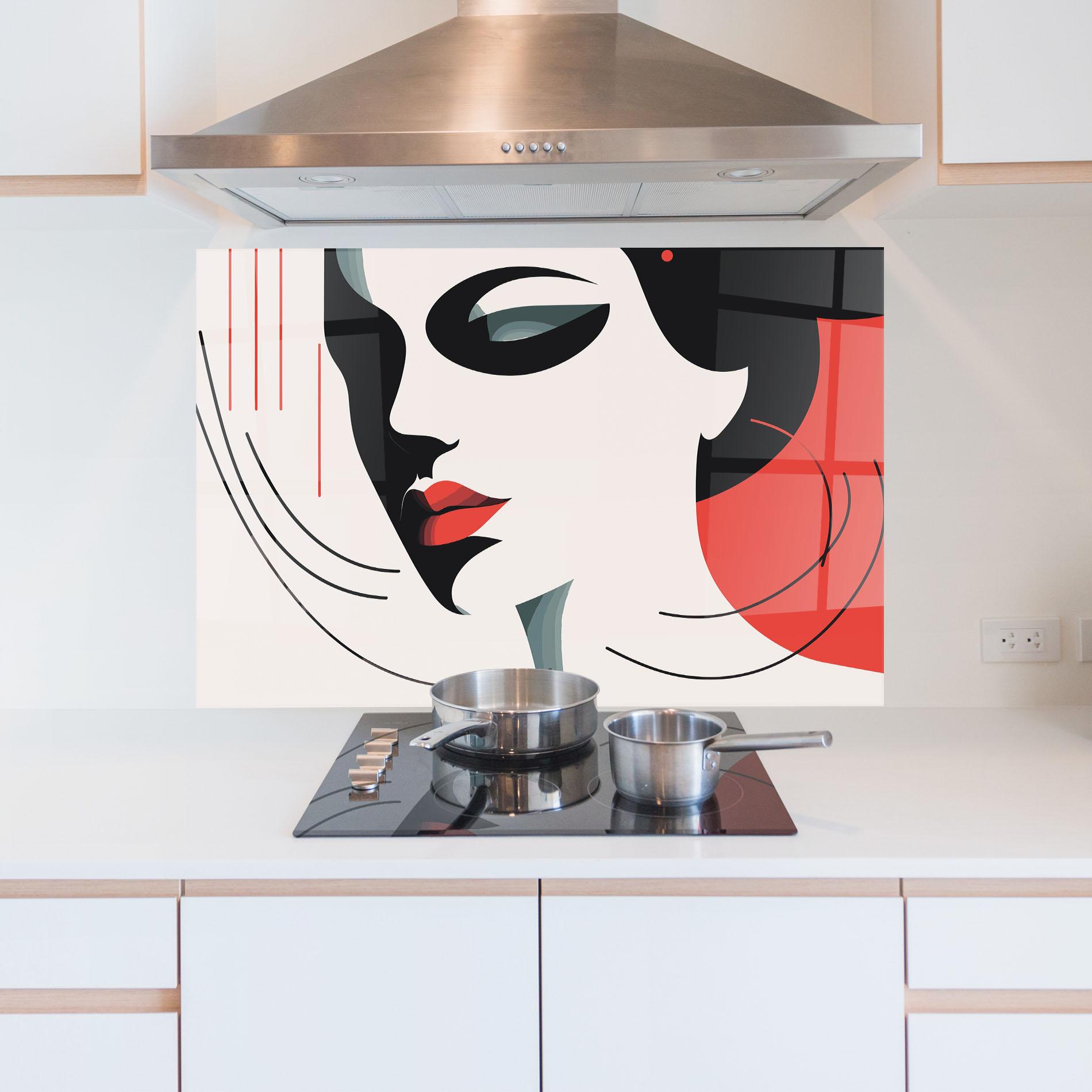 Panel Szklany do Kuchni Woman Red Lips mockup 5