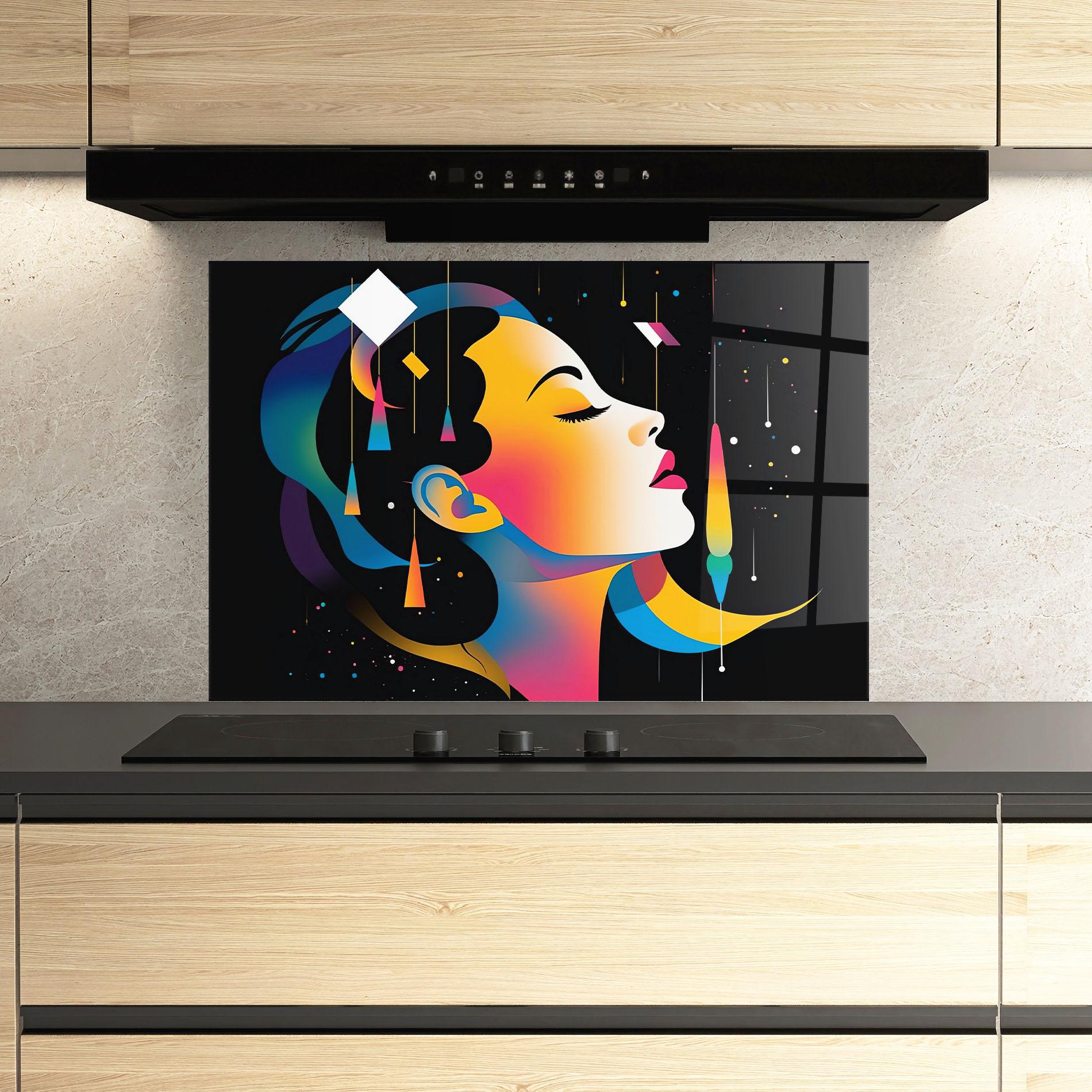 Panel Szklany do Kuchni Dreamy Night Female mockup 3