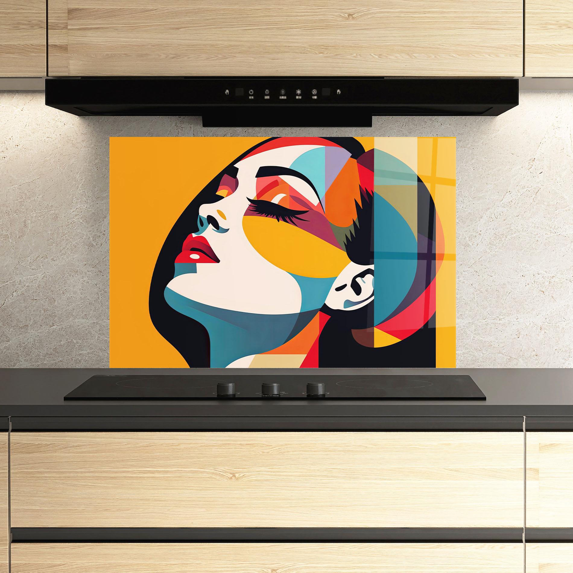 Panel Szklany do Kuchni Dreamy Yellow Female mockup 3