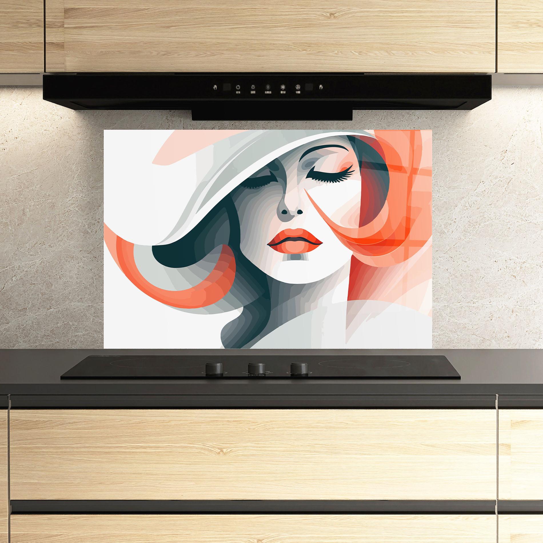 Panel Szklany do Kuchni Red Abstract Hair mockup 3