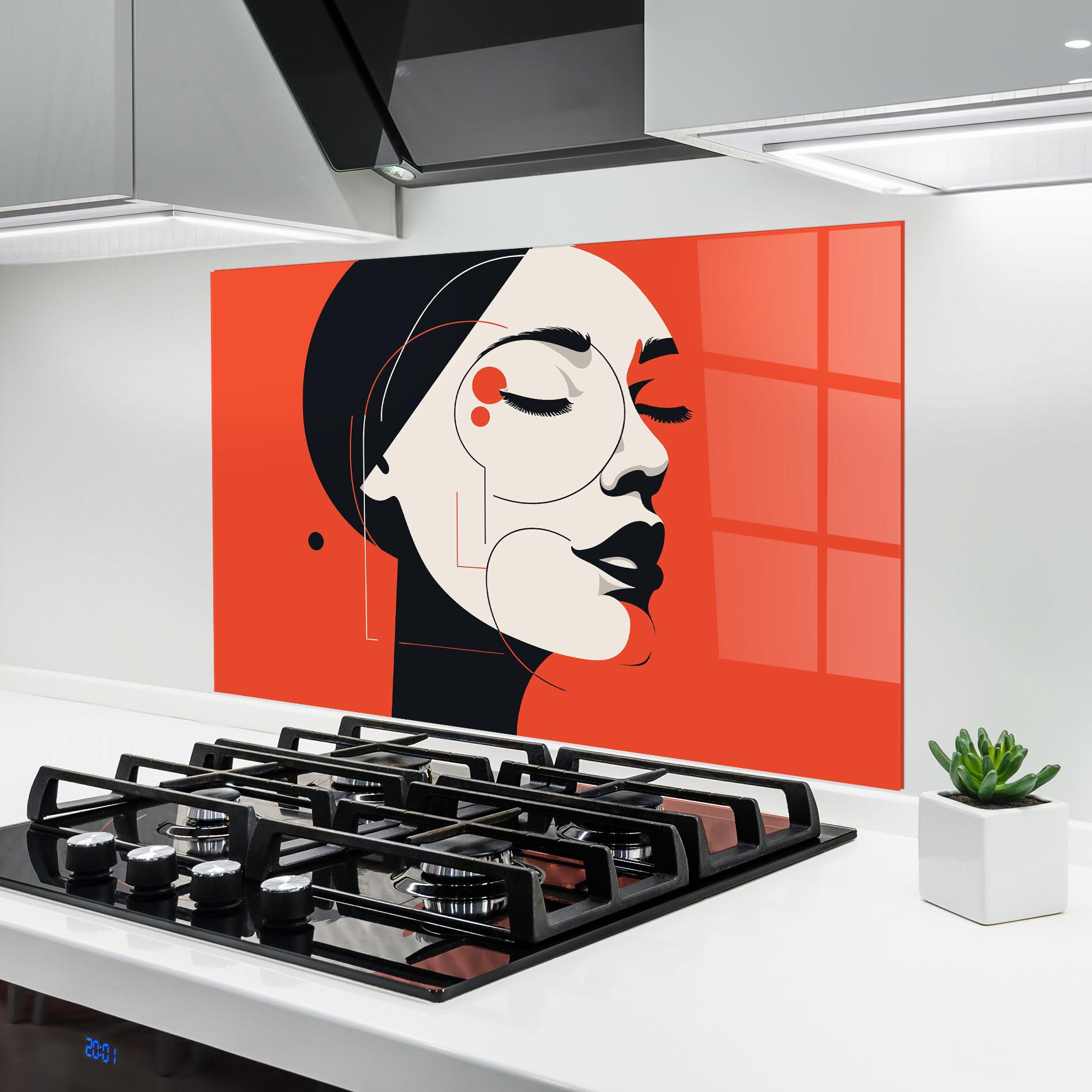 Panel Szklany do Kuchni Abstract White Face mockup 6