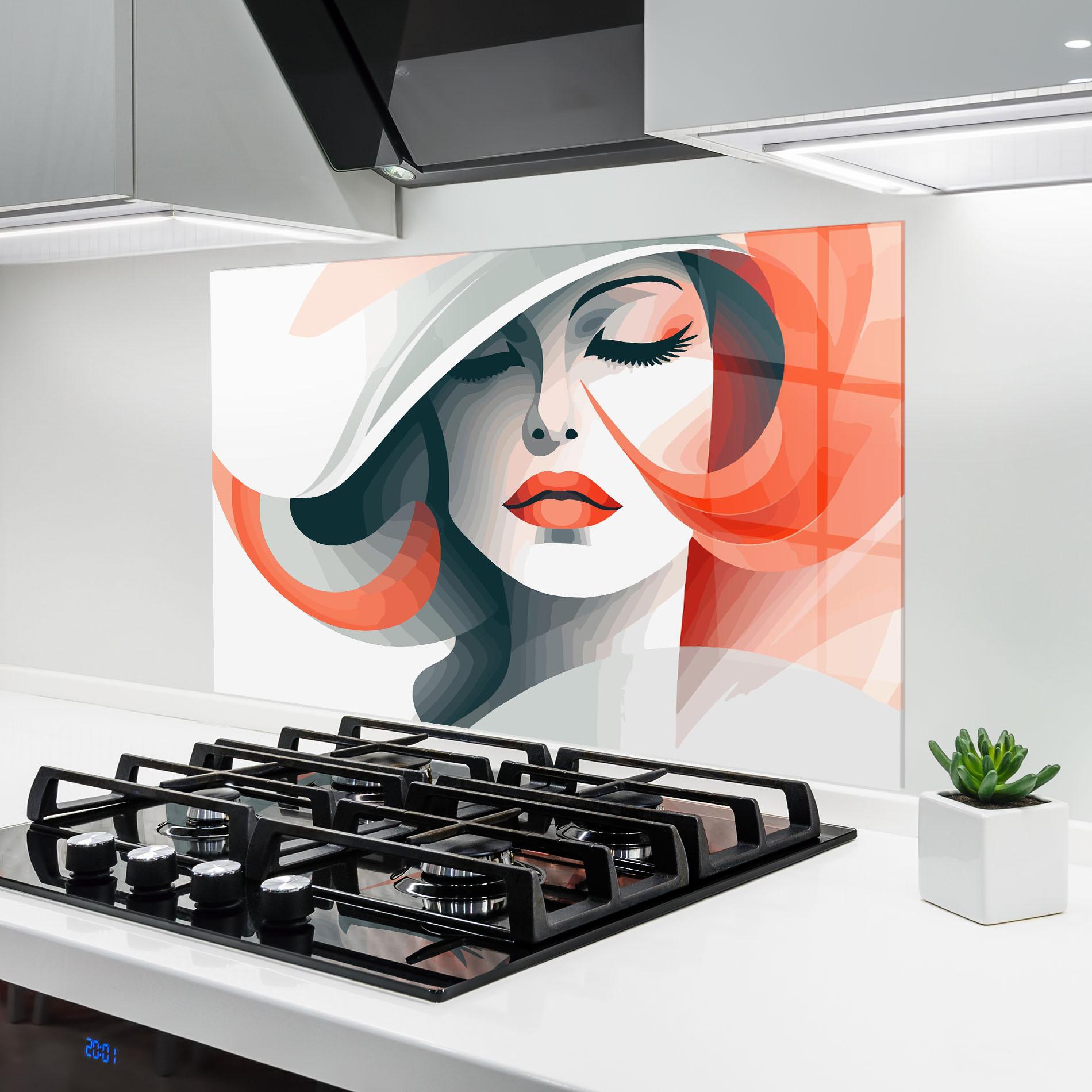 Panel Szklany do Kuchni Red Abstract Hair mockup 6