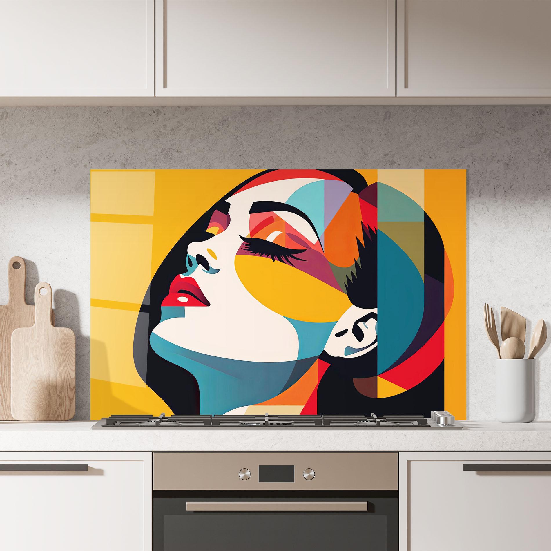 Panel Szklany do Kuchni Dreamy Yellow Female mockup 7