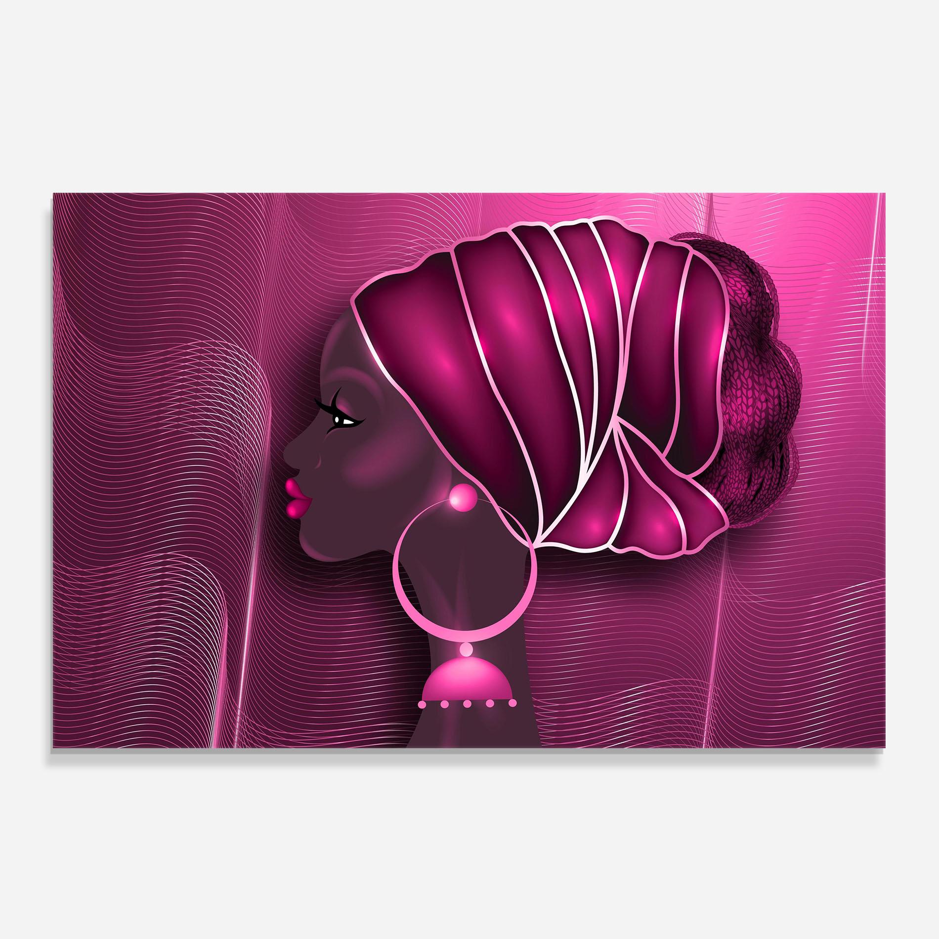 Panel Szklany do Kuchni African Pink Woman mockup 0