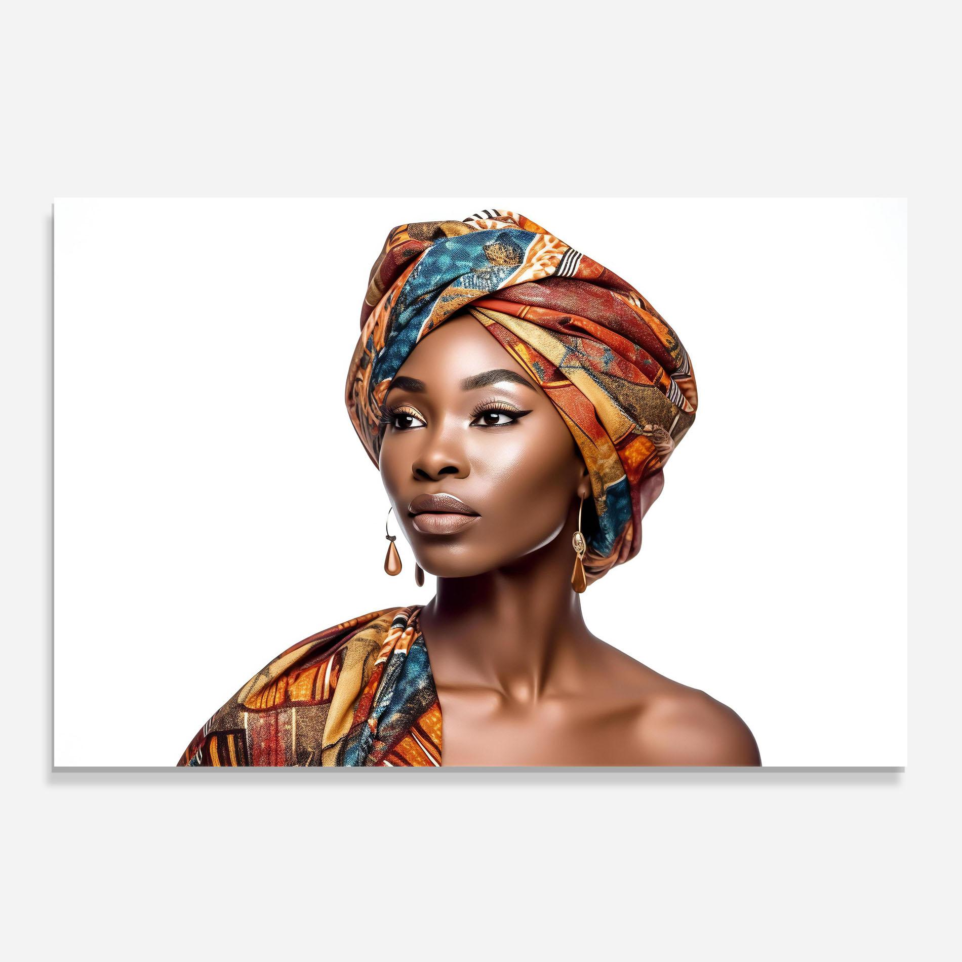 Panel Szklany do Kuchni African Woman Turban mockup 0