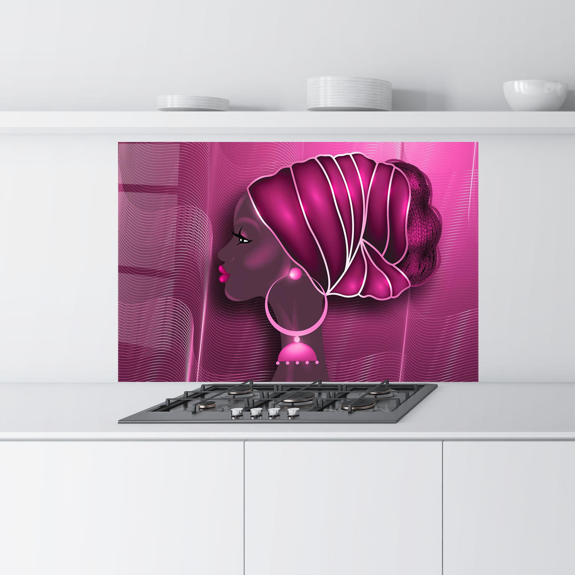 Panel Szklany do Kuchni African Pink Woman mockup 9