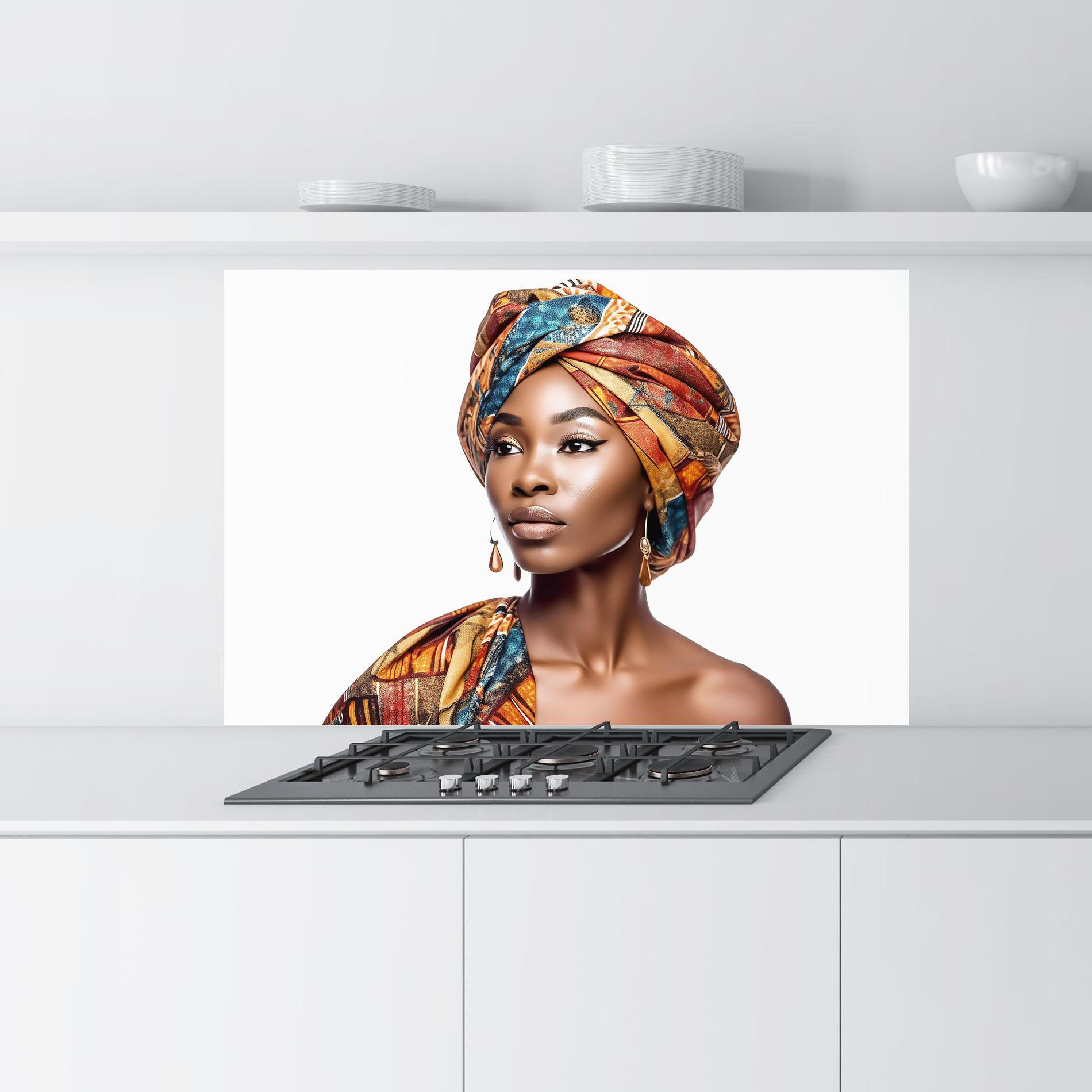 Panel Szklany do Kuchni African Woman Turban mockup 9