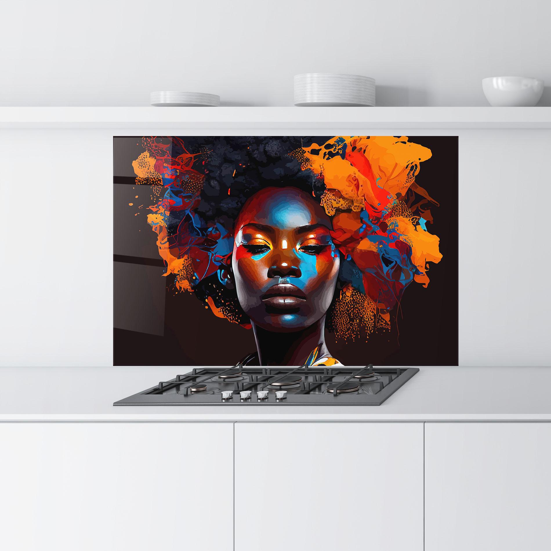 Panel Szklany do Kuchni Africat Yellow Hair mockup 9
