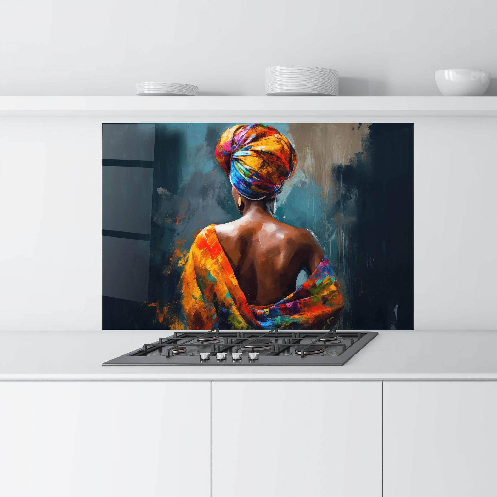 Panel Szklany do Kuchni Colorful Turban Woman mockup 9