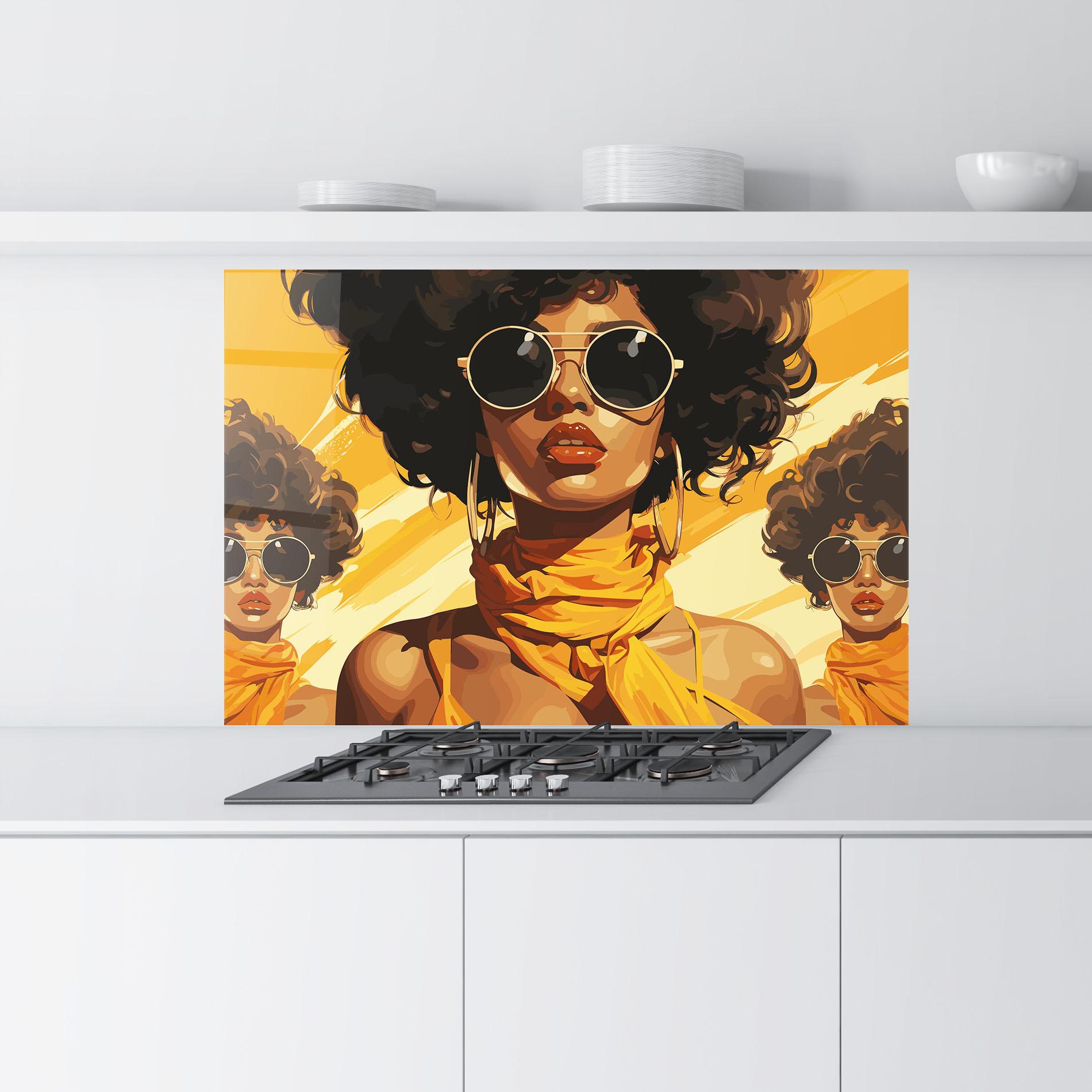 Panel Szklany do Kuchni Yellow African Scarf mockup 9