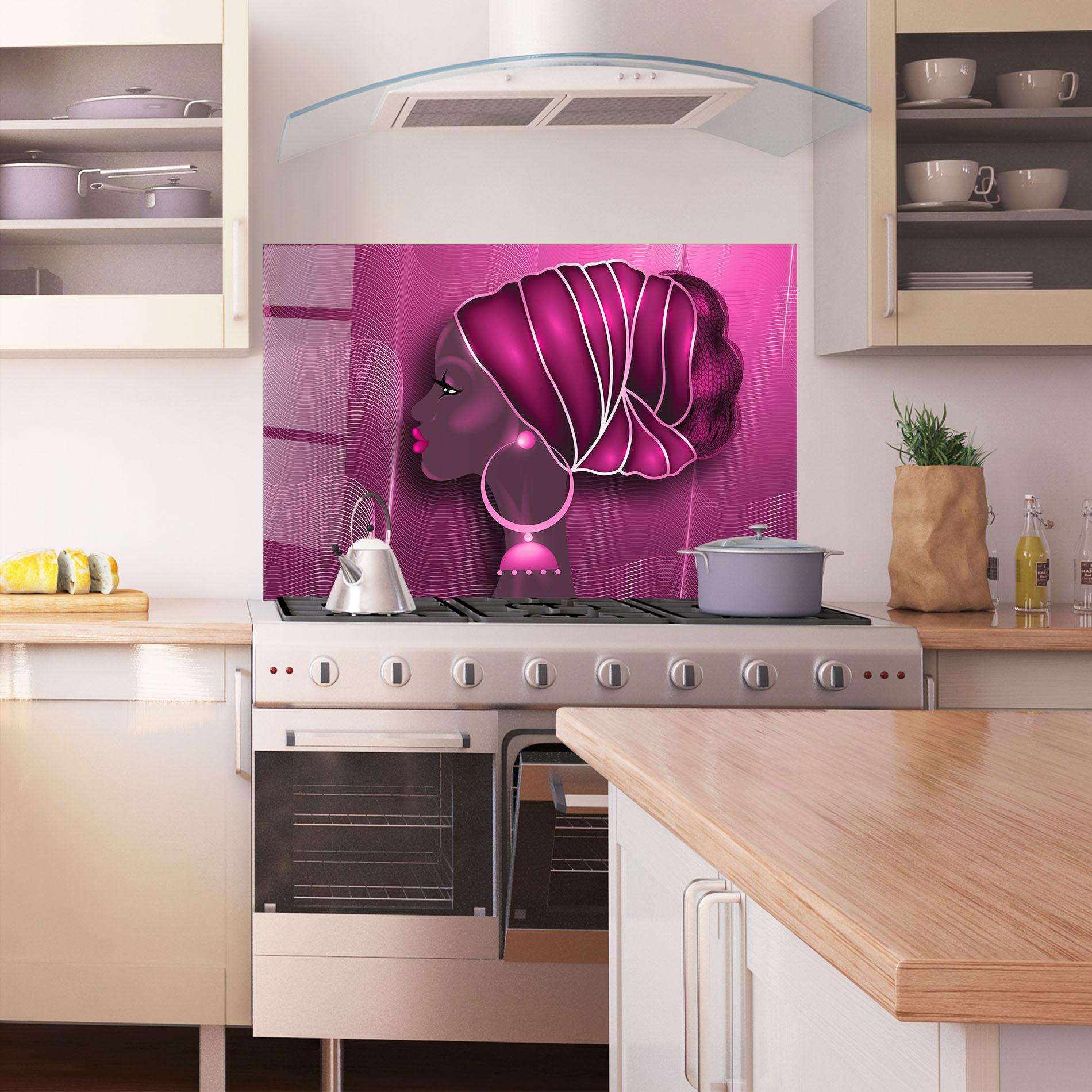 Panel Szklany do Kuchni African Pink Woman mockup 1
