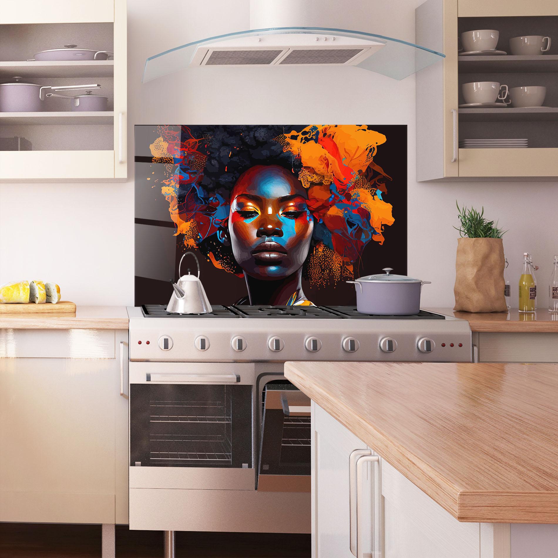 Panel Szklany do Kuchni Africat Yellow Hair mockup 1