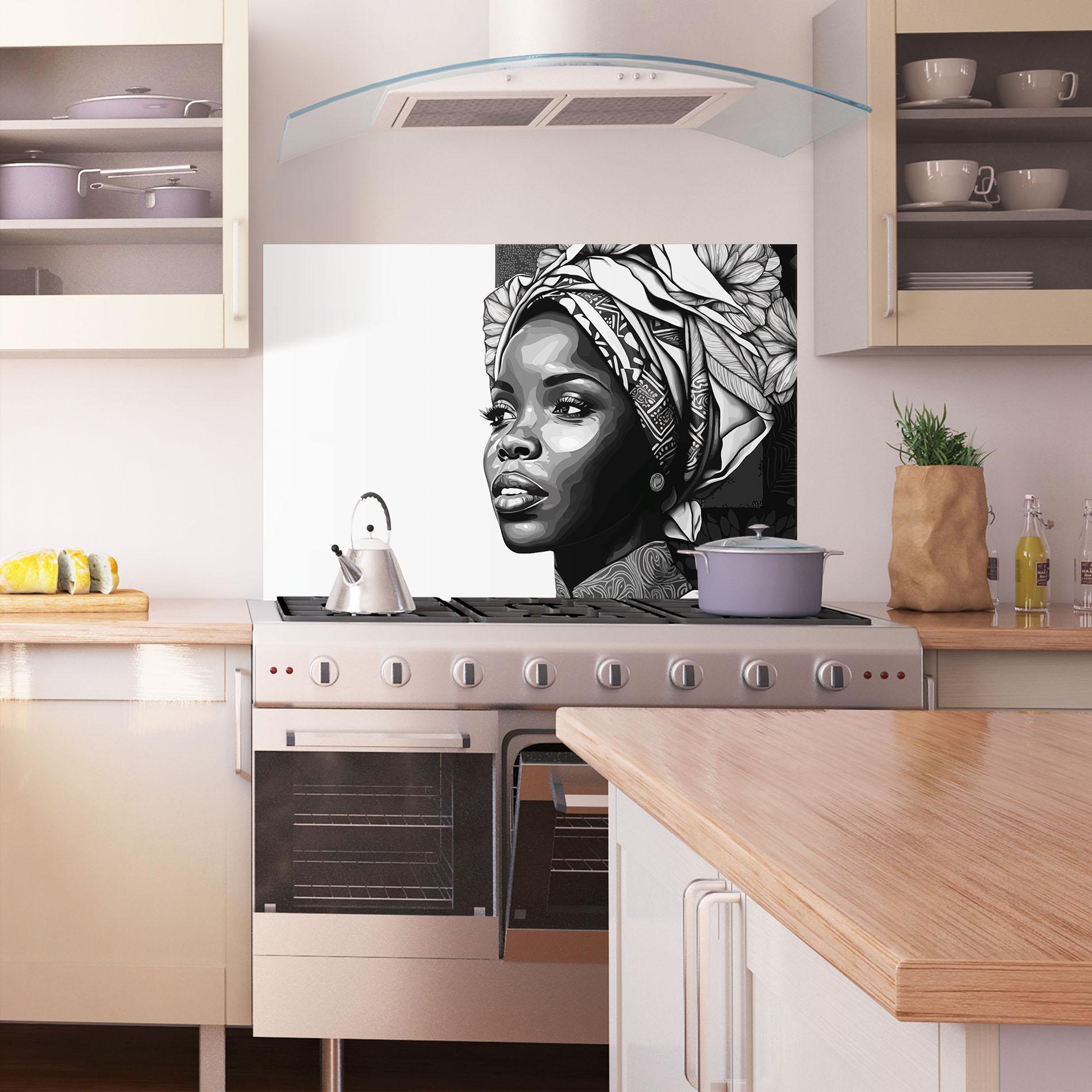 Panel Szklany do Kuchni Pretty African Woman mockup 1