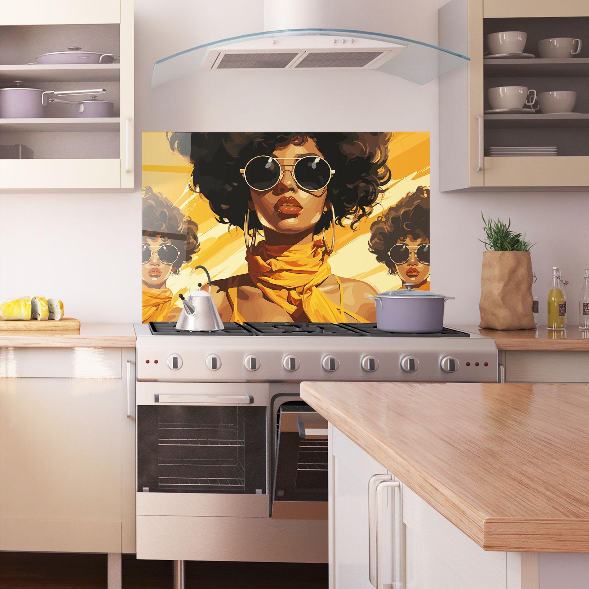 Panel Szklany do Kuchni Yellow African Scarf mockup 1