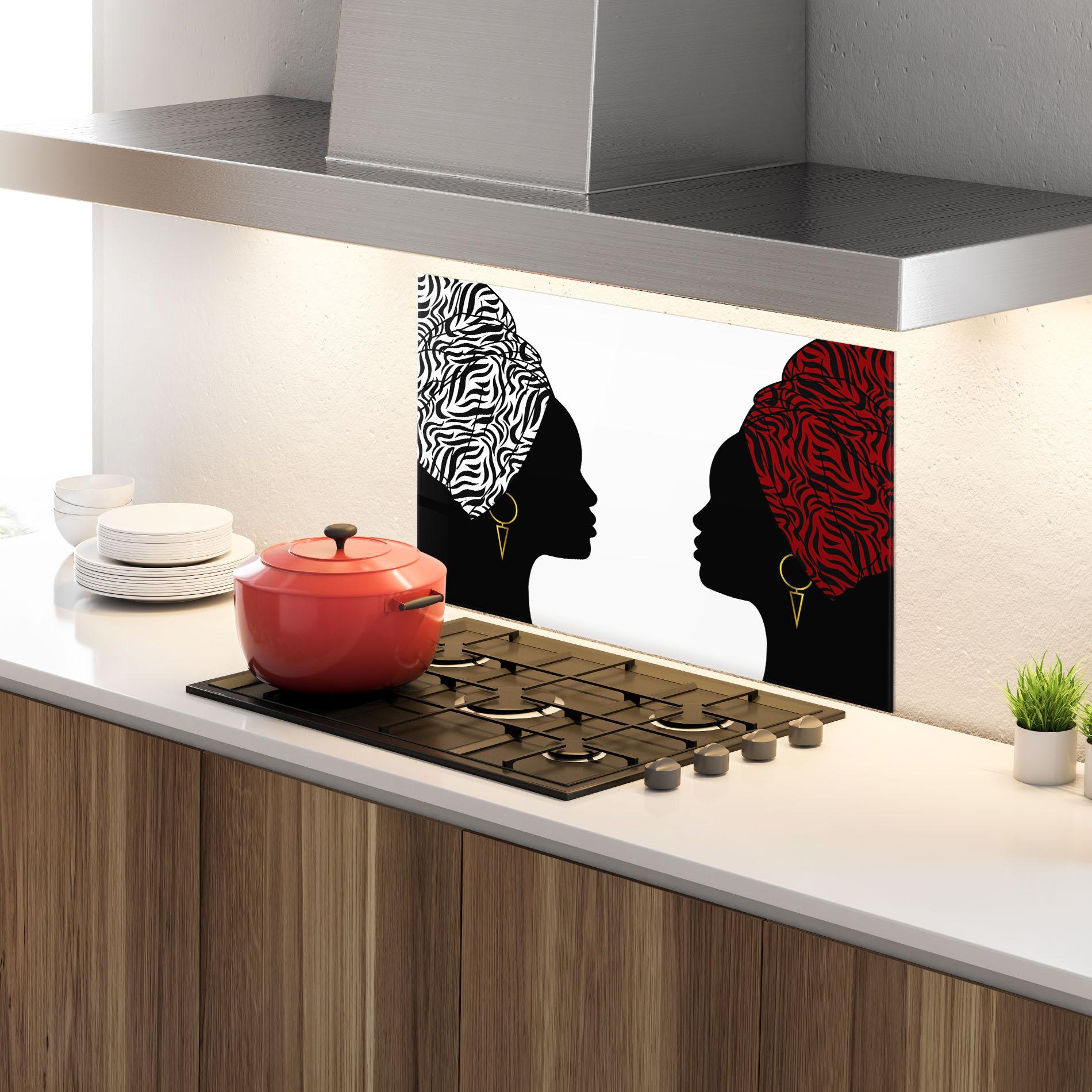 Panel Szklany do Kuchni African Woman Talk mockup 4