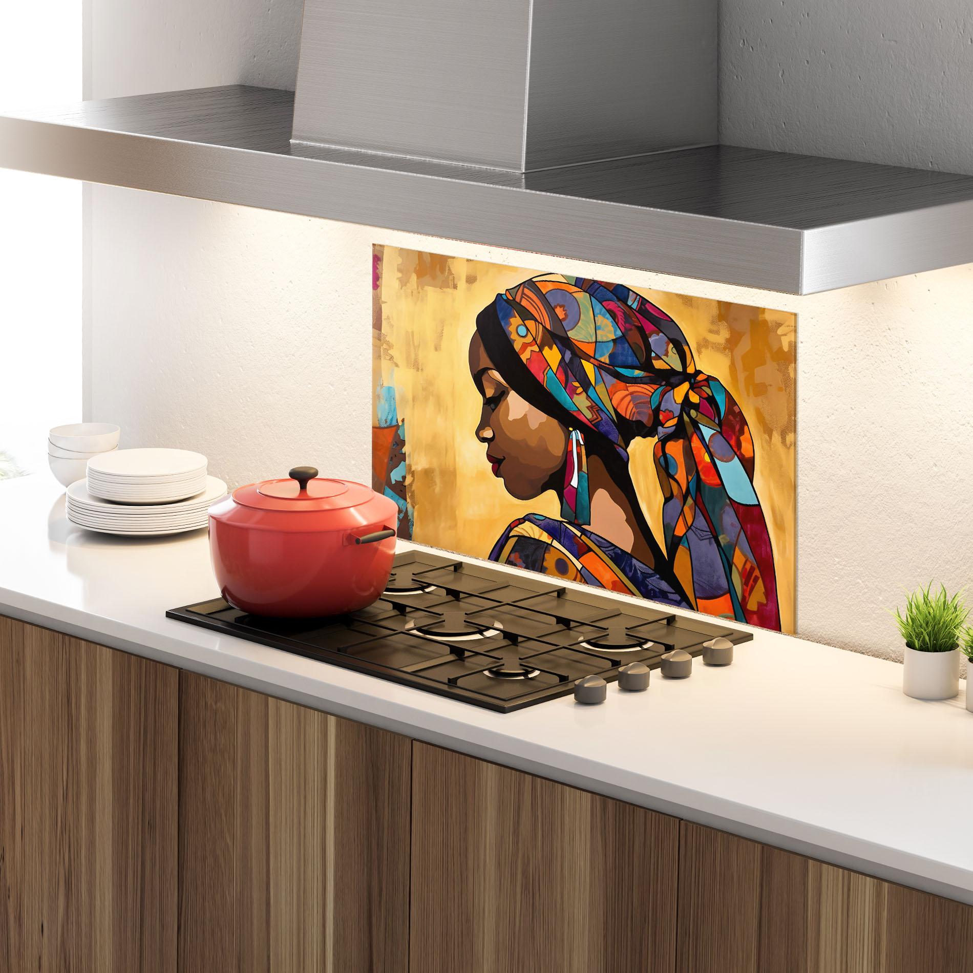 Panel Szklany do Kuchni Headscarf Pretty Woman mockup 4