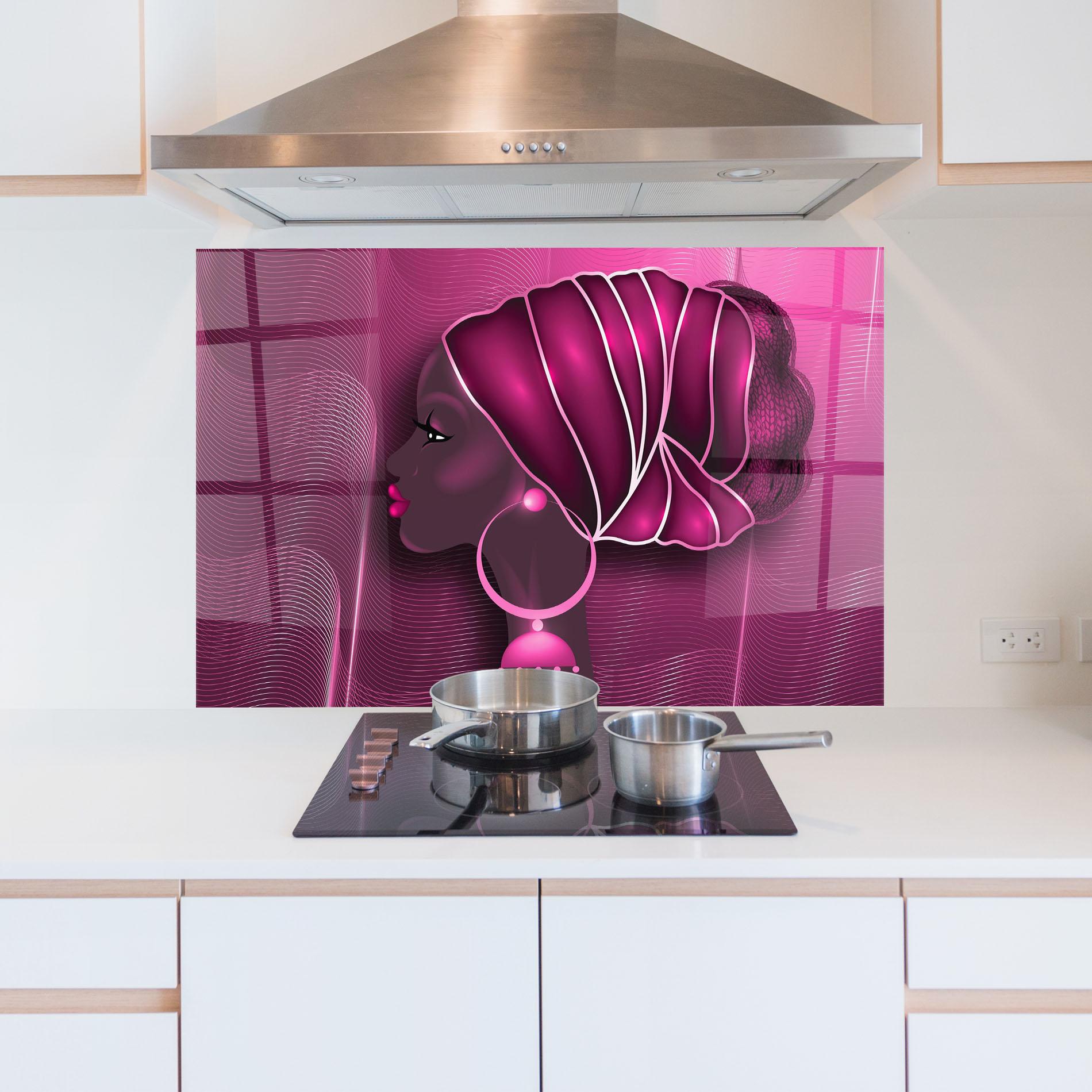 Panel Szklany do Kuchni African Pink Woman mockup 5
