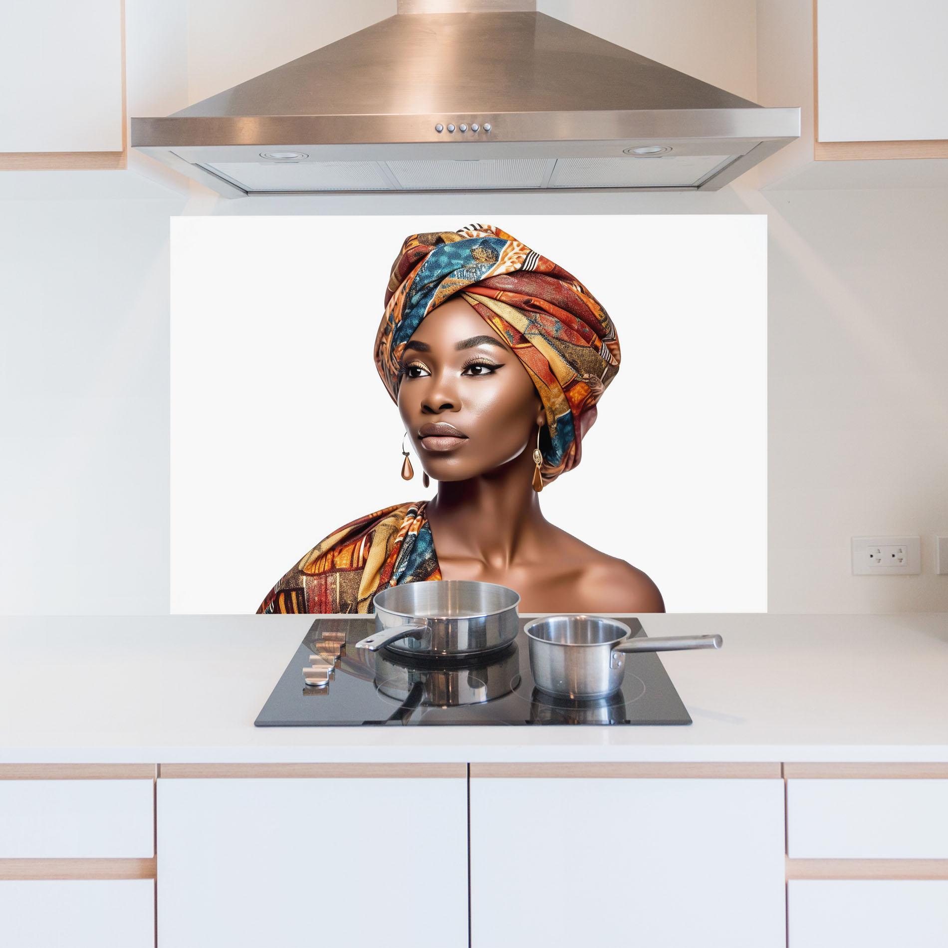 Panel Szklany do Kuchni African Woman Turban mockup 5