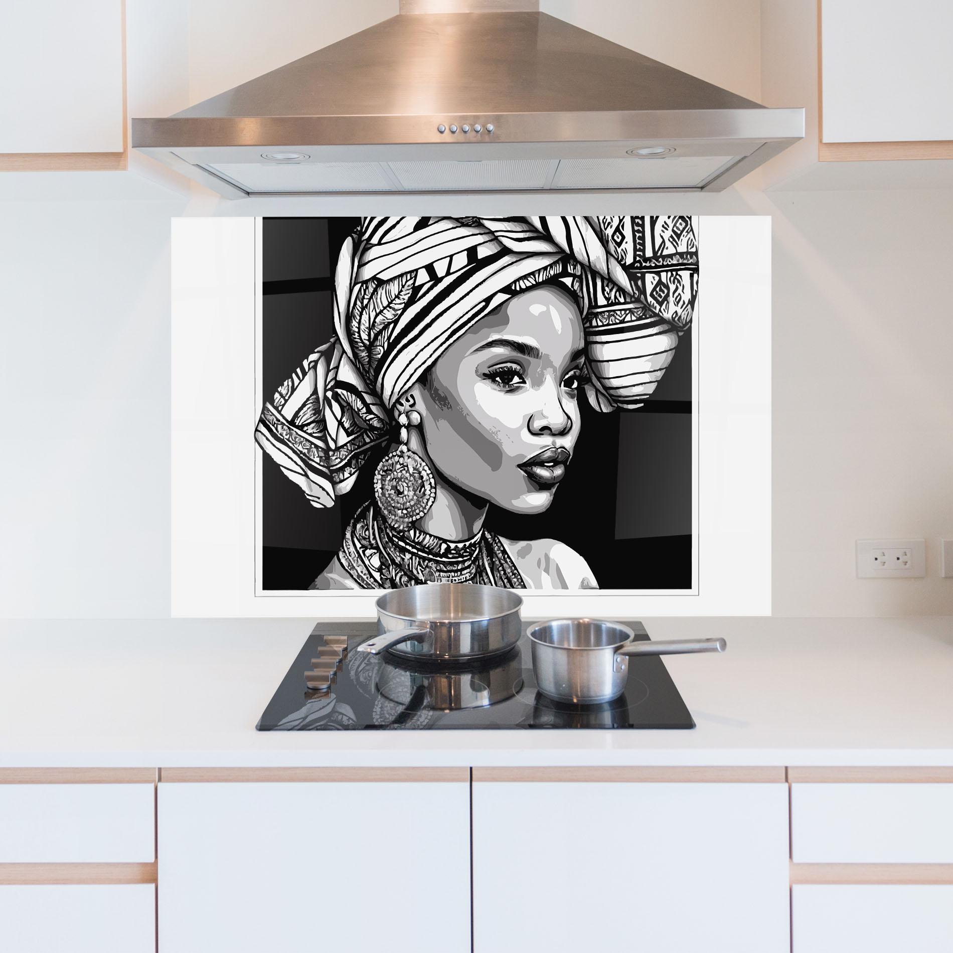 Panel Szklany do Kuchni Beautiful African Lady mockup 5